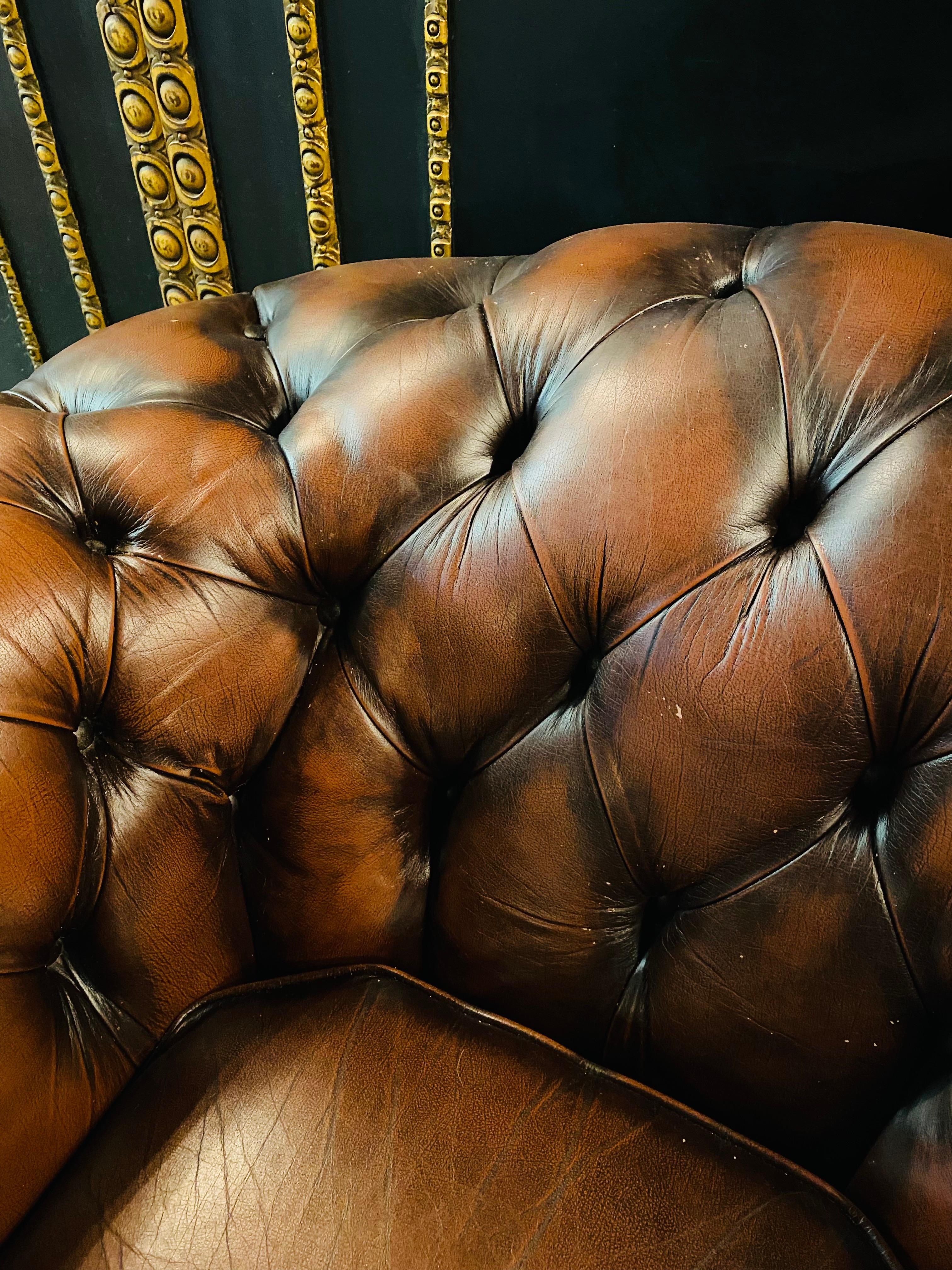 Original Chesterfield Armchairs Brown Leather by Centurion 2