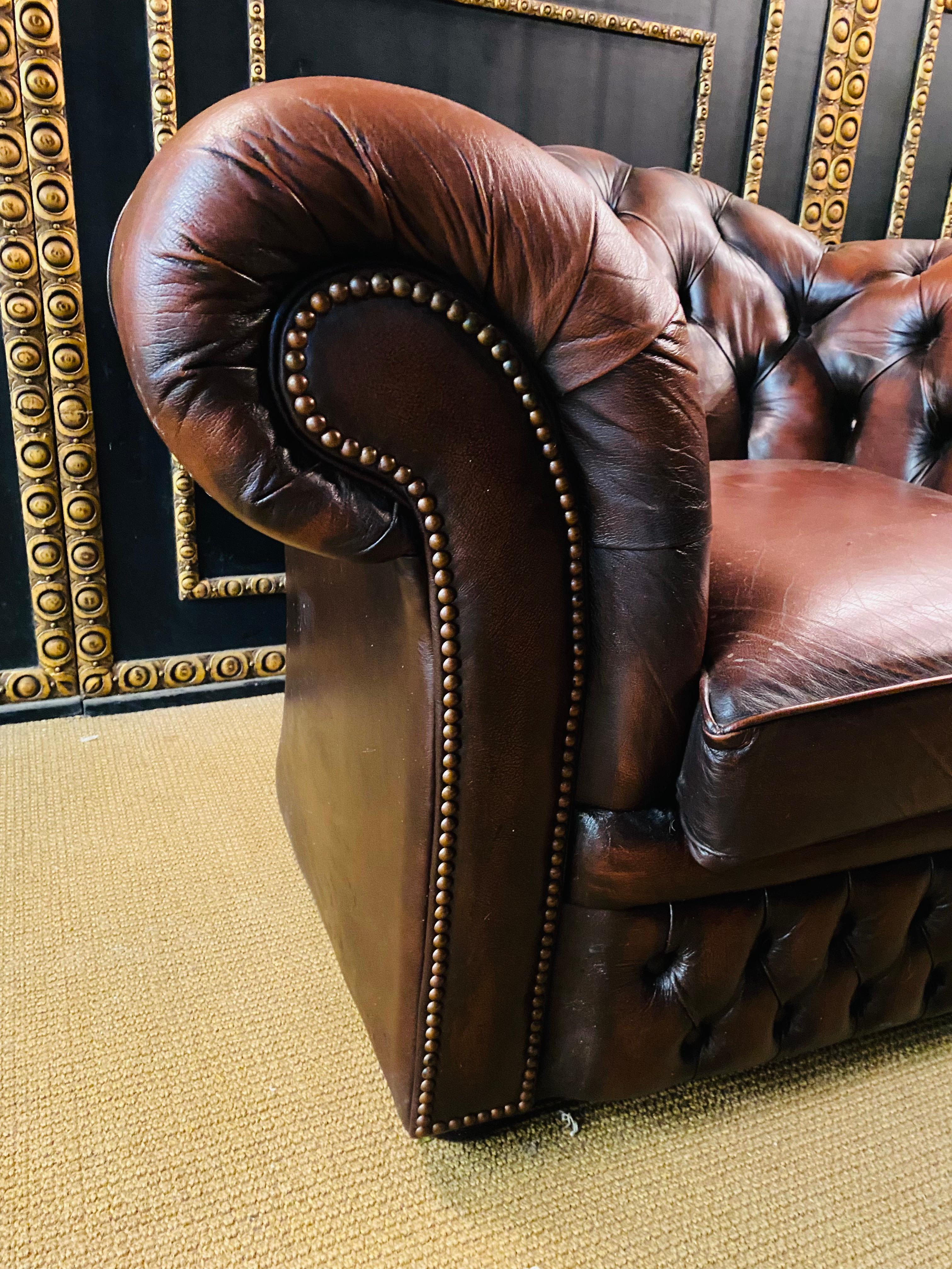 Original Chesterfield Armchairs Brown Leather by Centurion 4