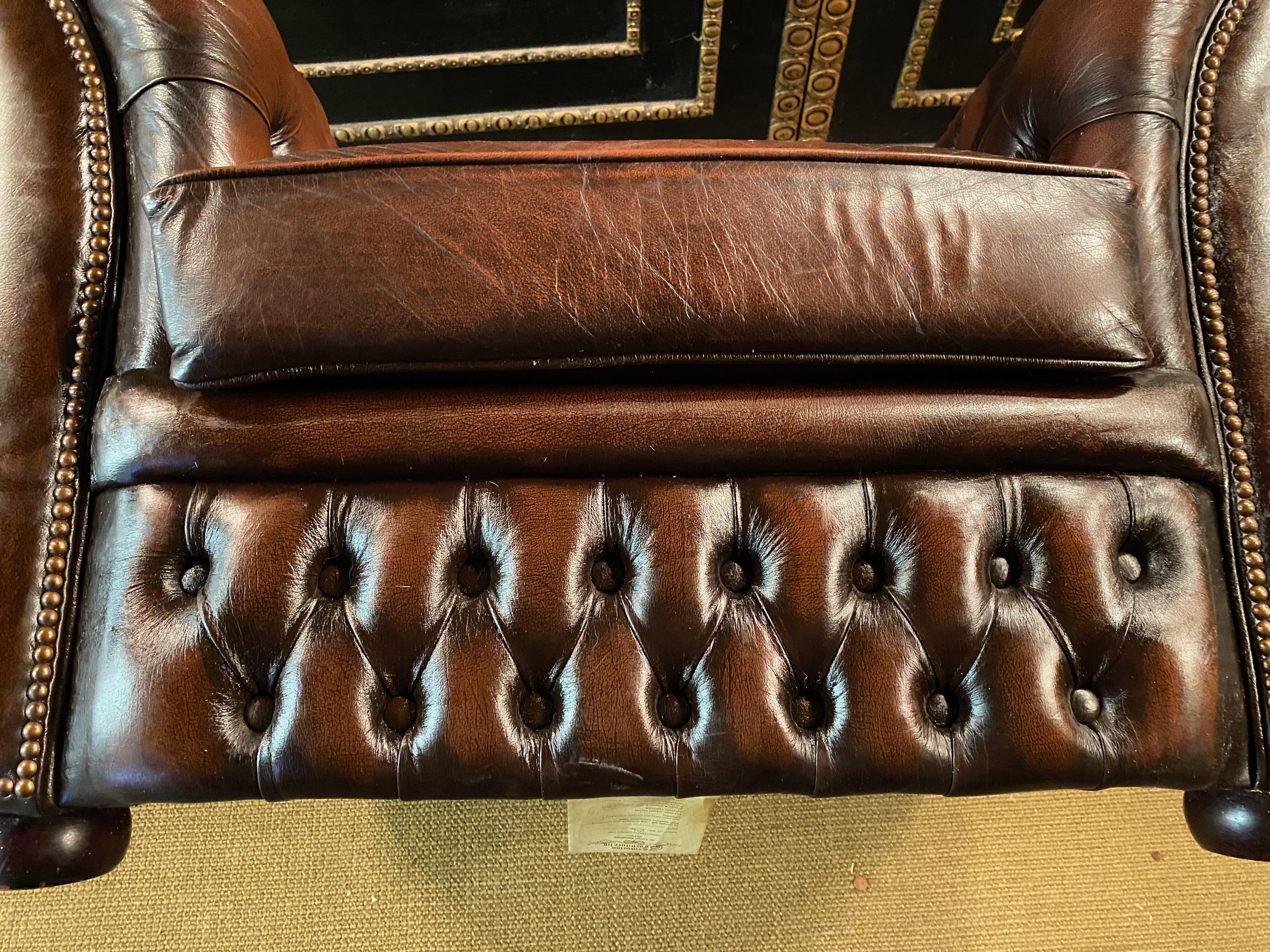 Original Chesterfield Armchairs Brown Leather by Centurion 11