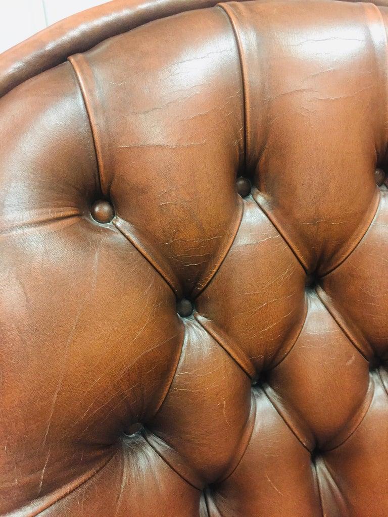 Original Chesterfield Brown Leather Directors Captains Chair, Brand Wade In Good Condition For Sale In Berlin, DE