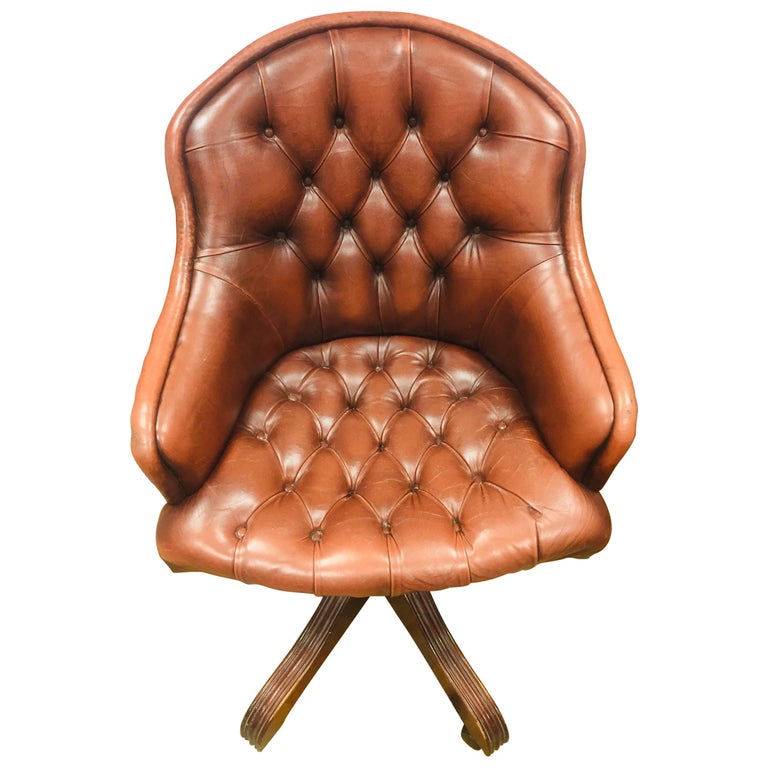 Original Chesterfield Brown Leather Directors Captains Chair Brand Wade For Sale At 1stdibs