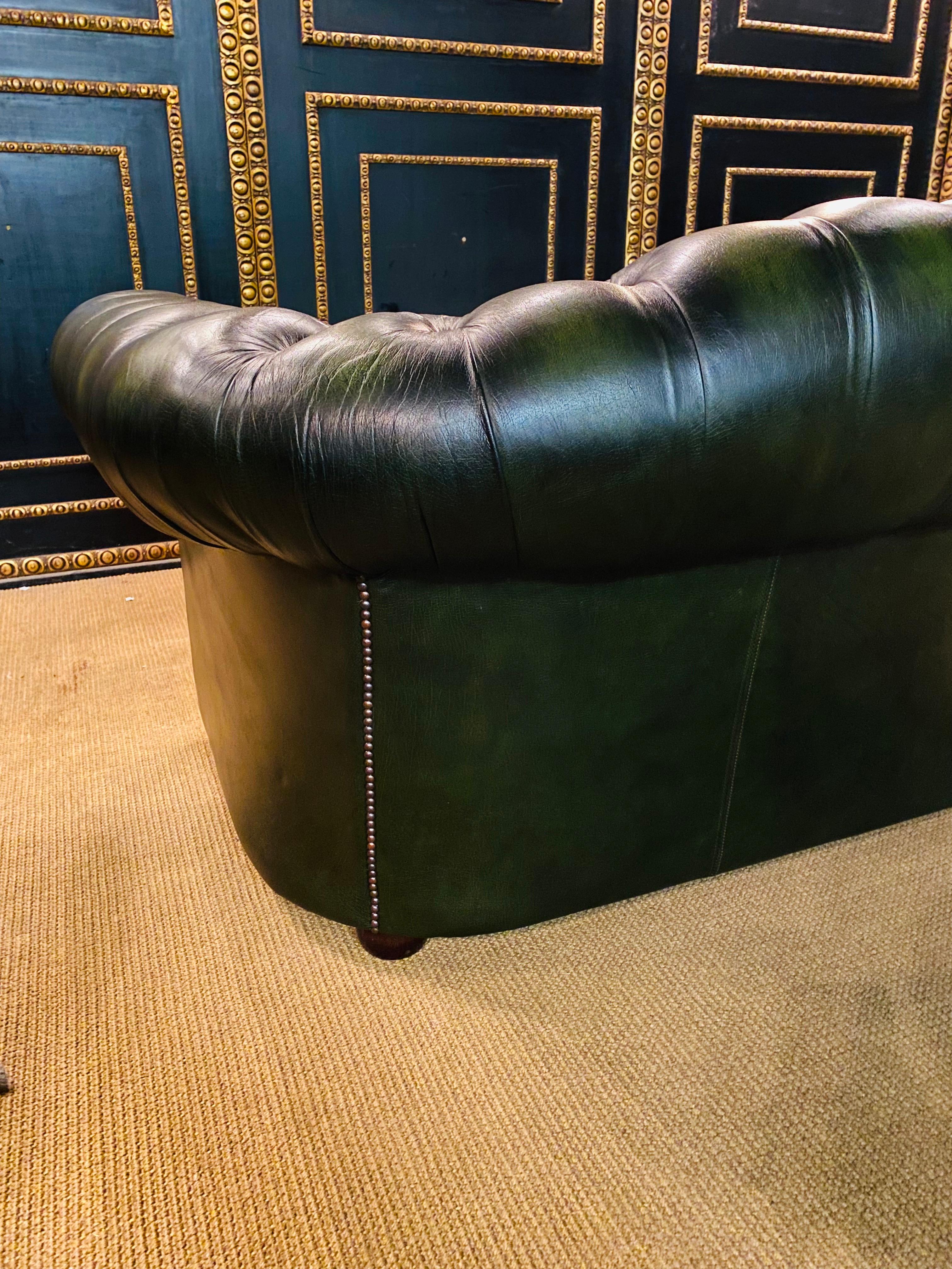 Original Chesterfield Set 2 Two-Seater Sofa and Armchairs Green by Centurion 8
