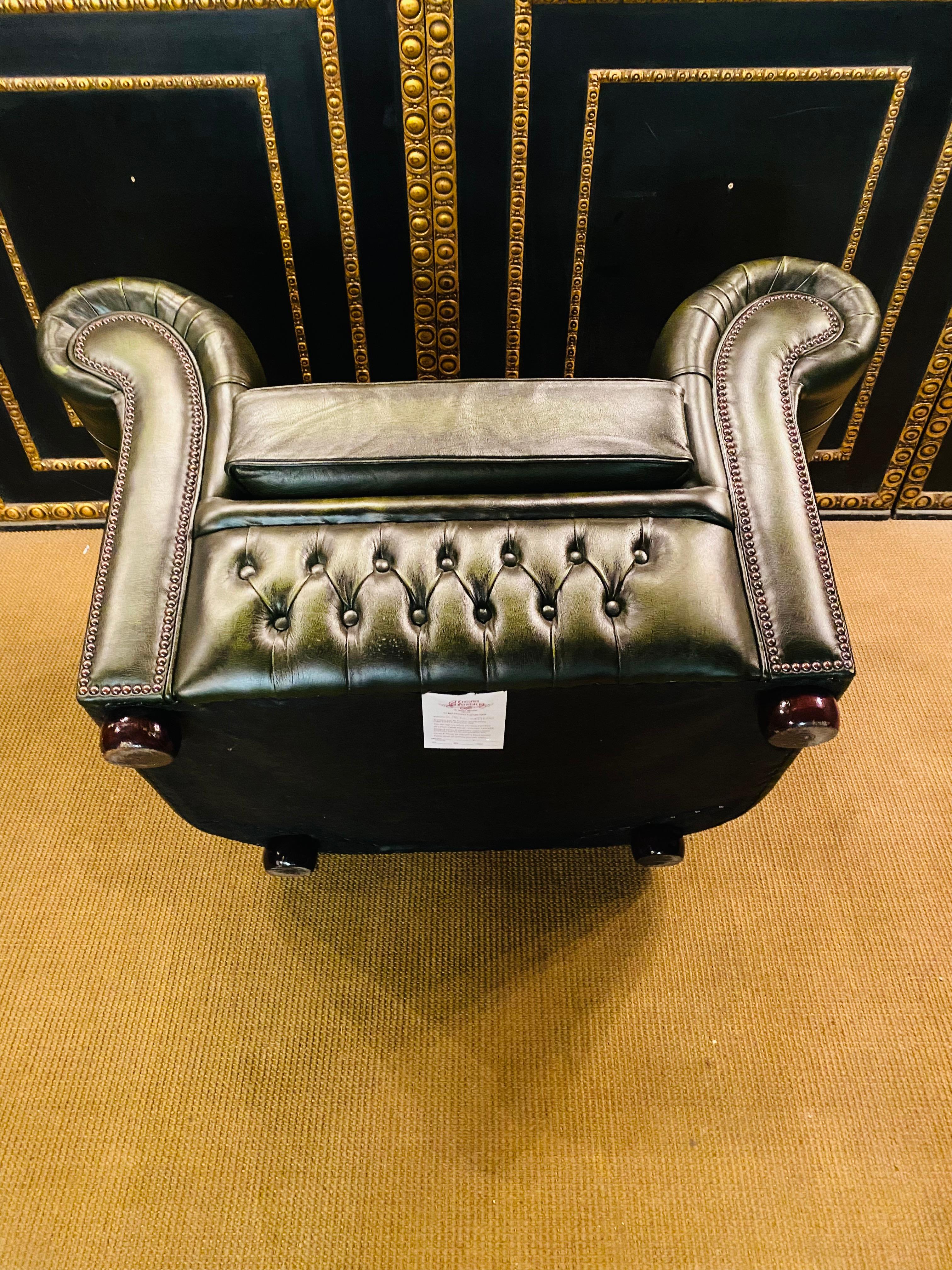 Original Chesterfield Set 2 Two-Seater Sofa and Armchairs Green by Centurion 12