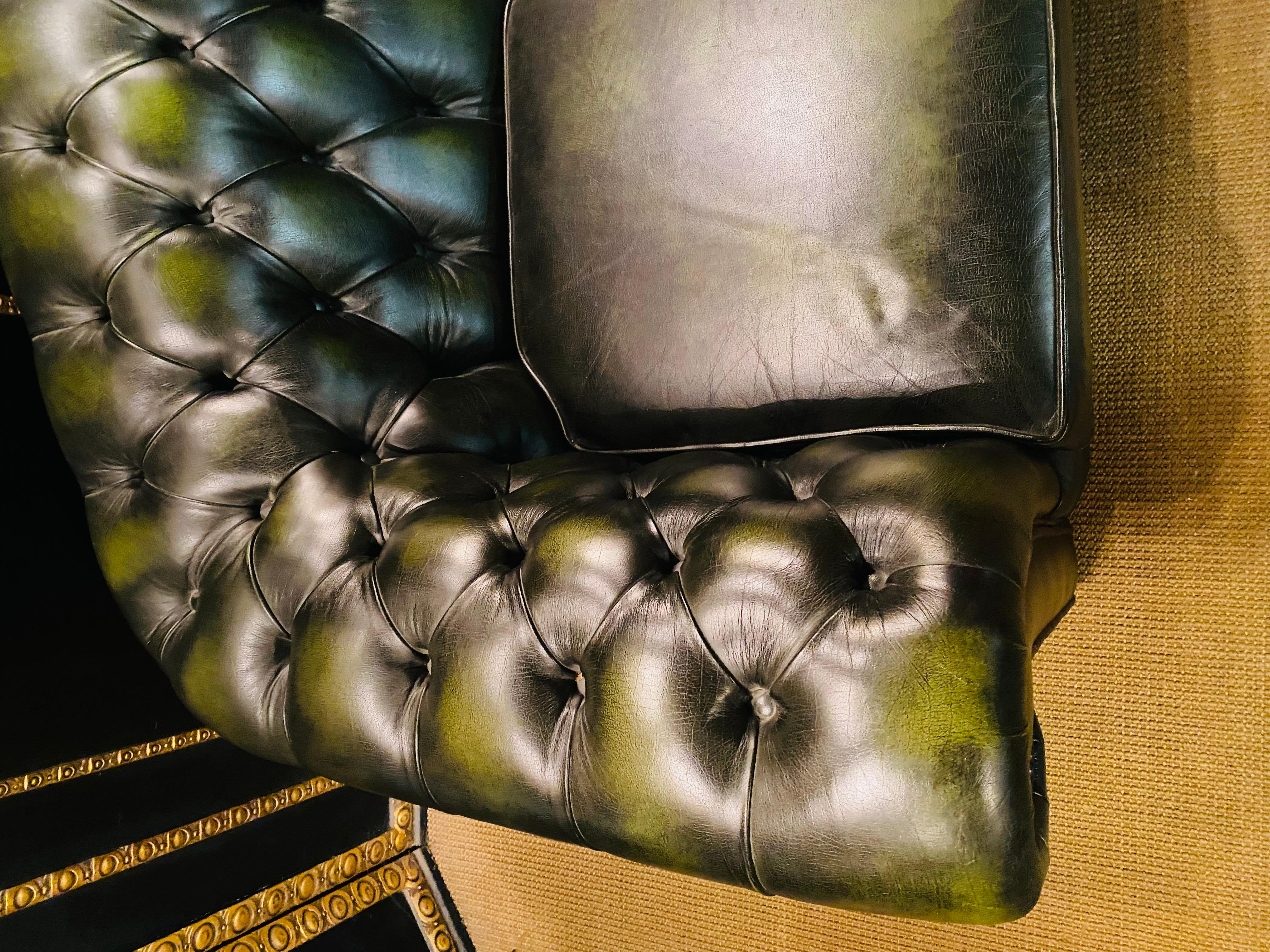 Original Chesterfield Set 2 Two-Seater Sofa and Armchairs Green by Centurion 1
