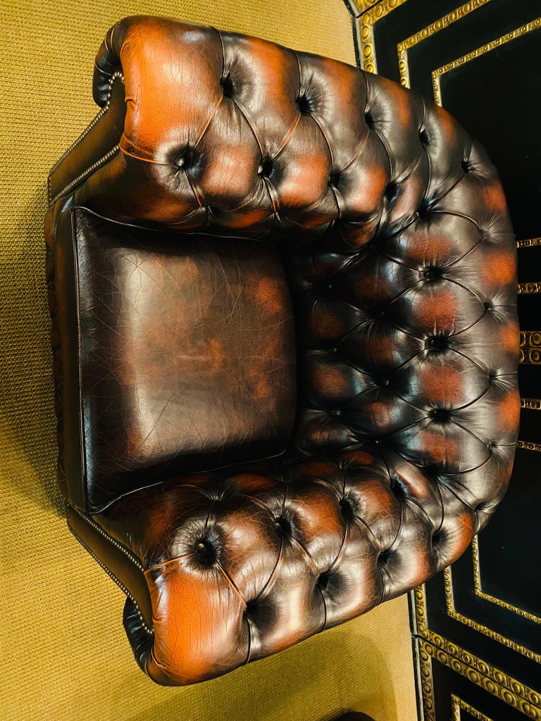 Original Chesterfield Set ThreeSeat Sofa and 2 Armchairs Oxblood by