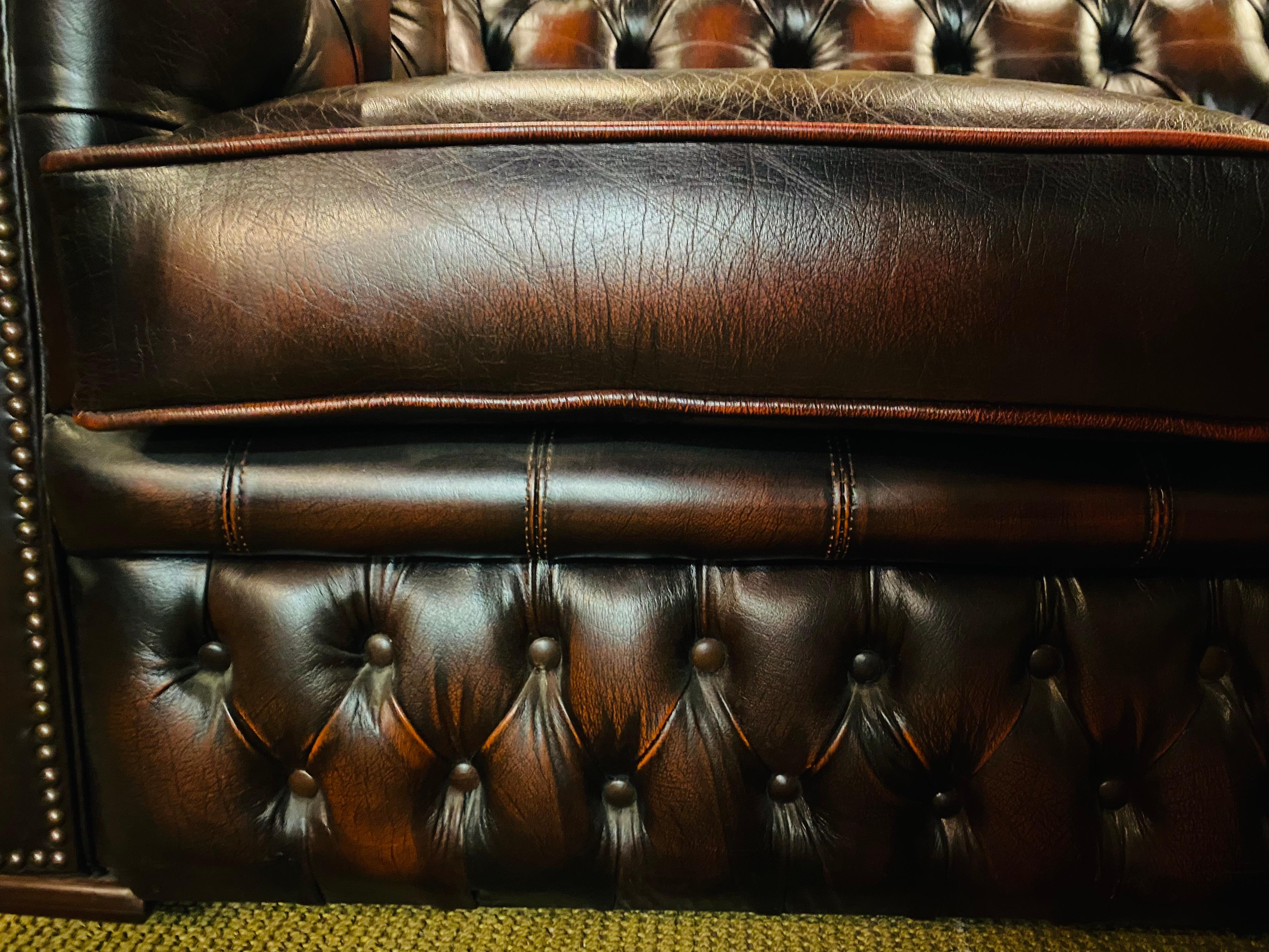 Leather Original Chesterfield Set Three-Seat Sofa and 2 Armchairs Oxblood by Centurion