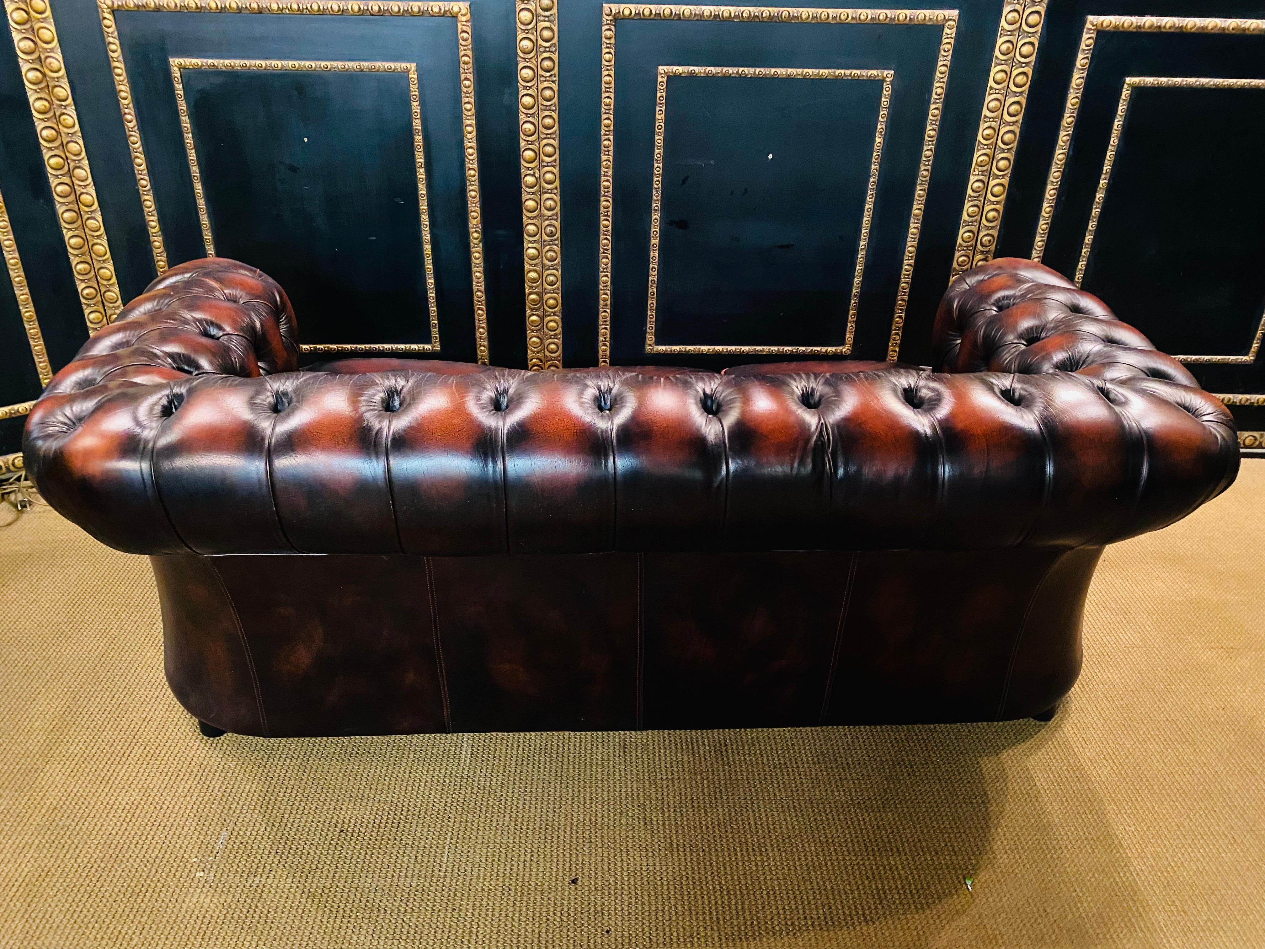 Original Chesterfield Set Three-Seat Sofa and 2 Armchairs Oxblood by Centurion 2