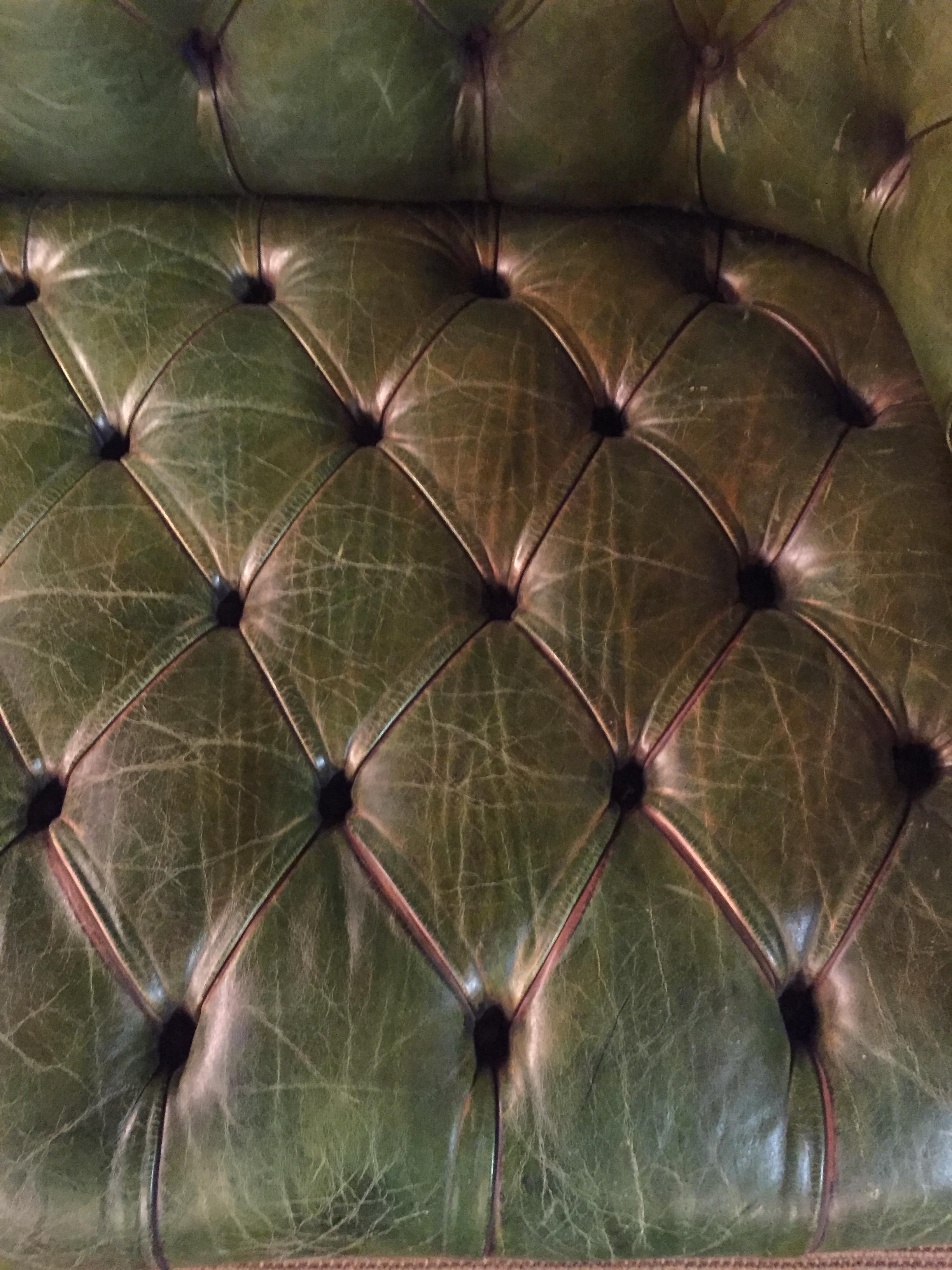 Original Chesterfield Sofa Faded Green from 1978 High Quality 3