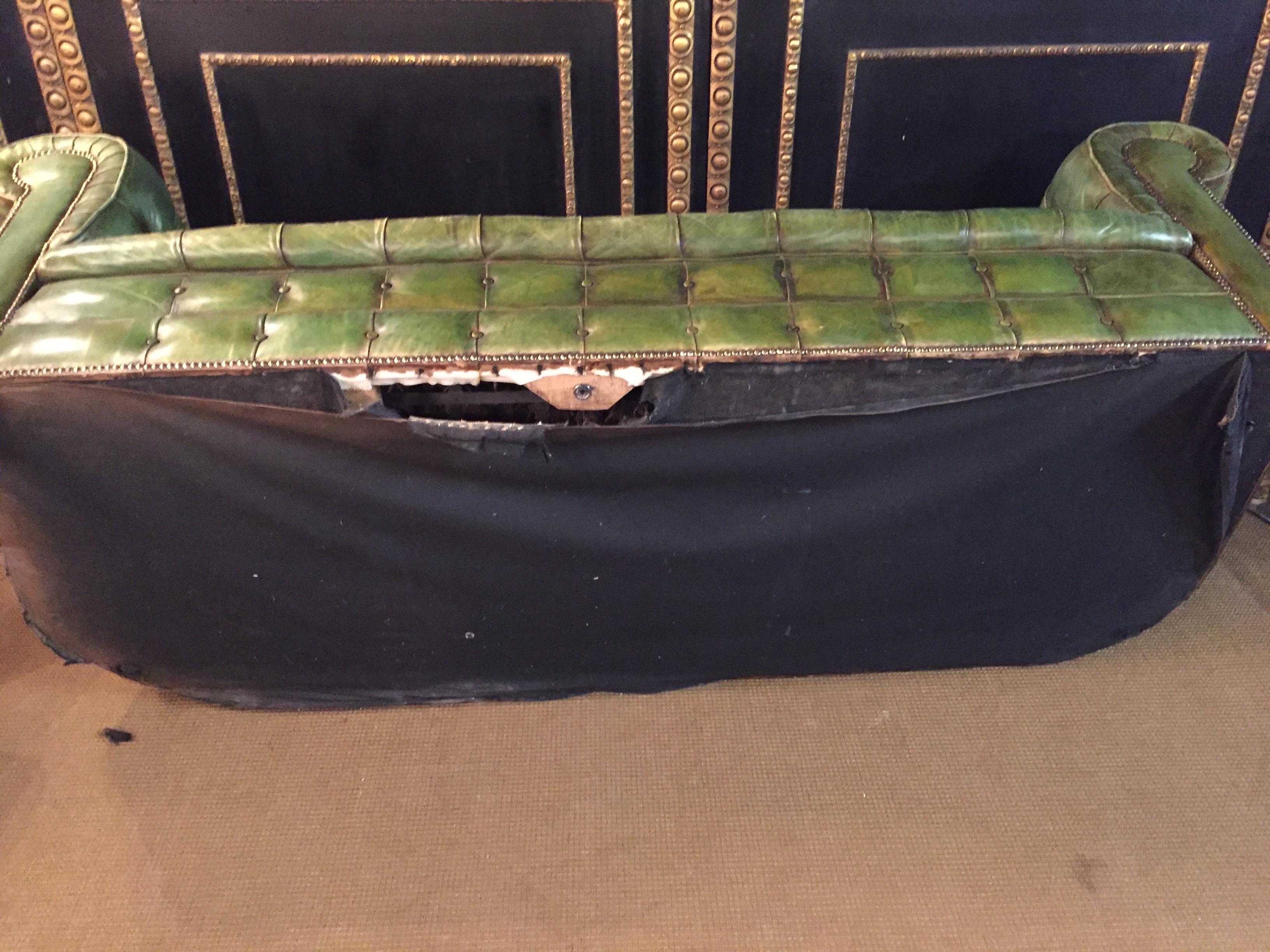 Original Chesterfield Sofa Faded Green from 1978 High Quality 7