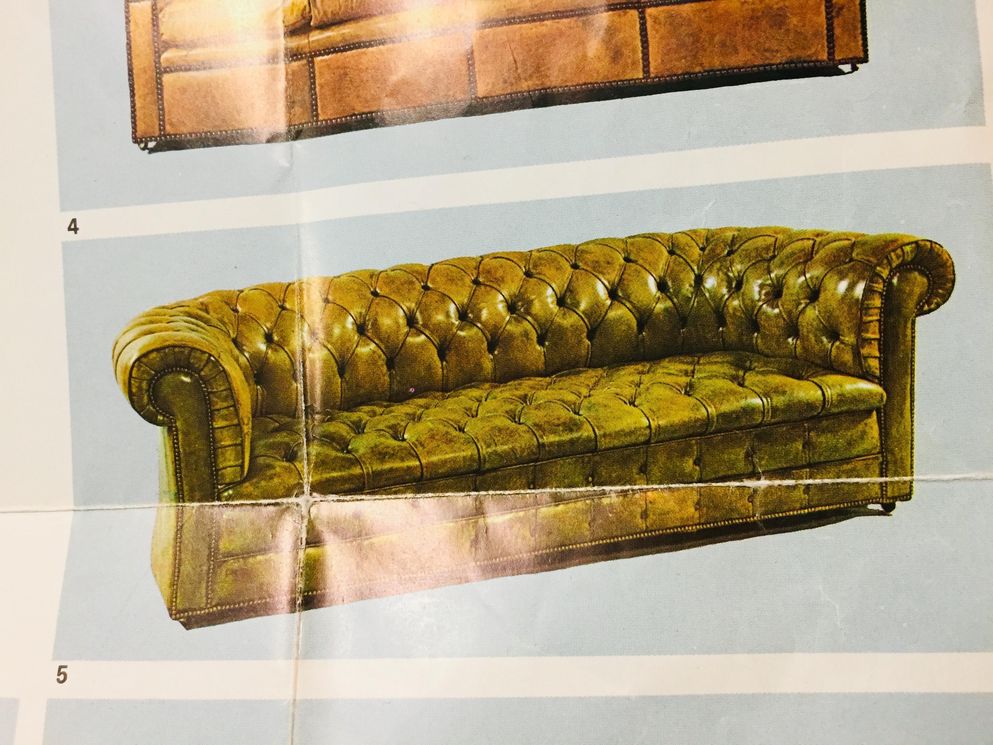 Original Chesterfield Sofa Faded Green from 1978 High Quality 13