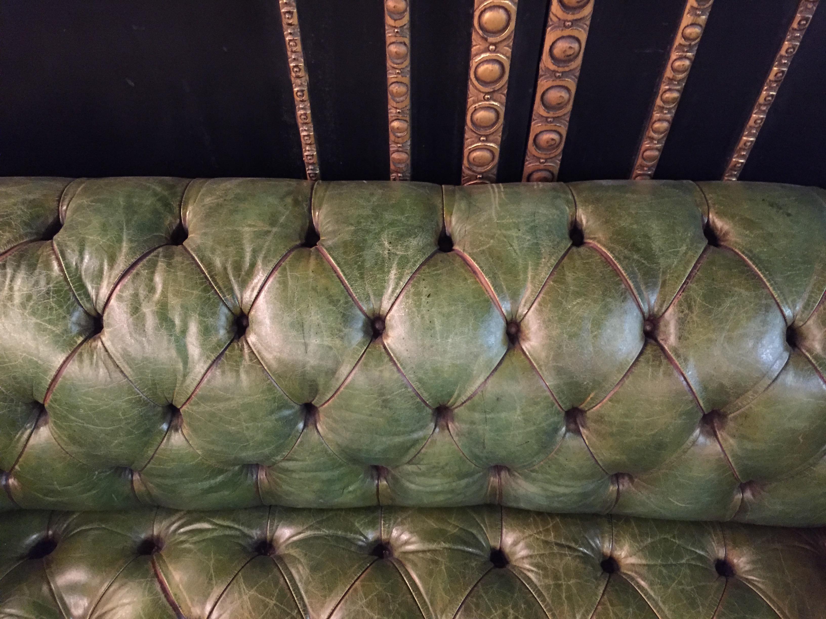 Original Chesterfield Sofa Faded Green from 1978 High Quality 1
