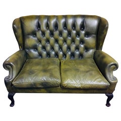 Original Chesterfield Sofa Queen Ann Modell in Green