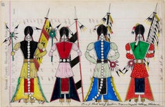 Original Cheyenne Ledger Drawing "Initiation Day - Cheyenne Bowstring Society"