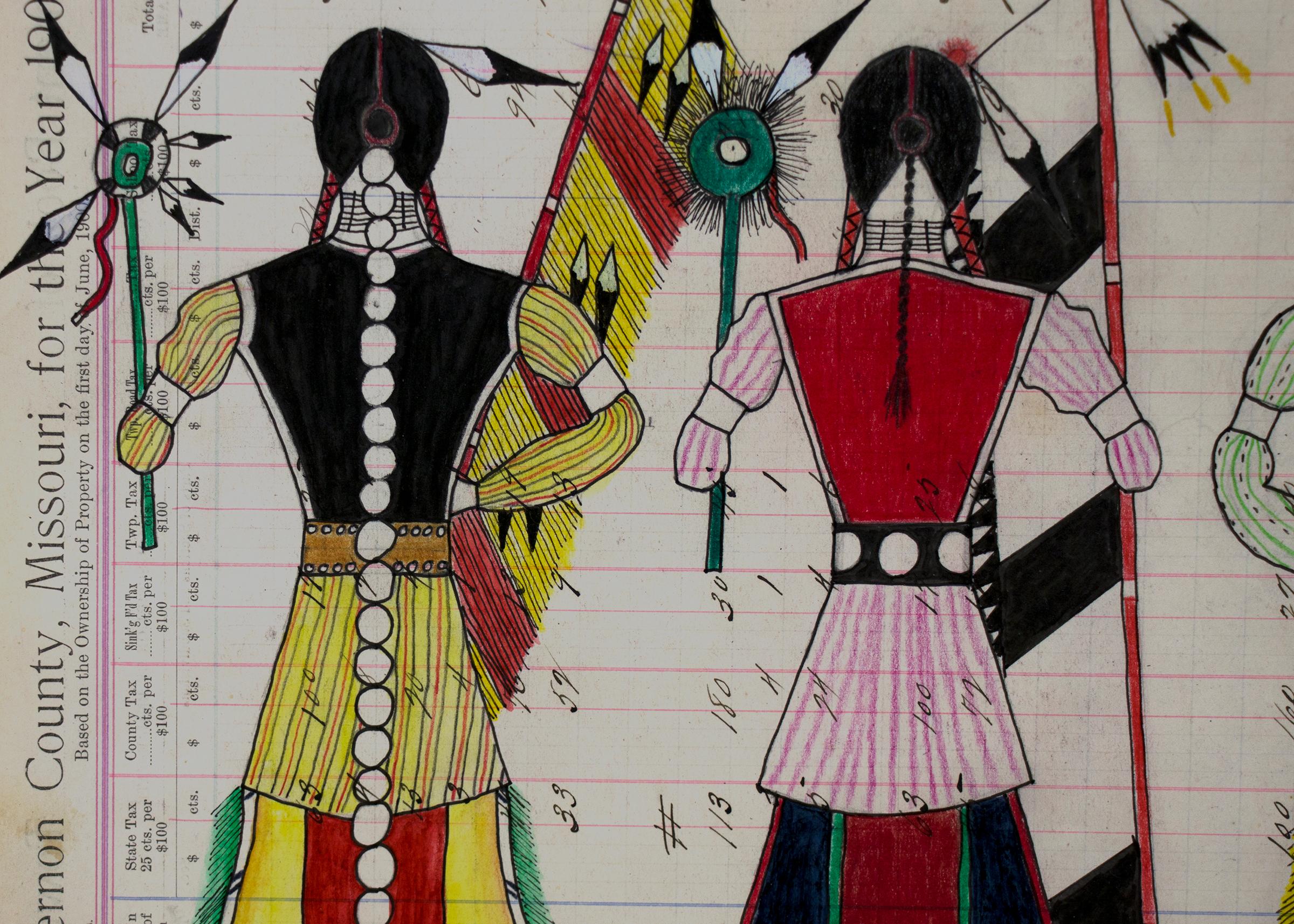 Native American Original Cheyenne Ledger Drawing 