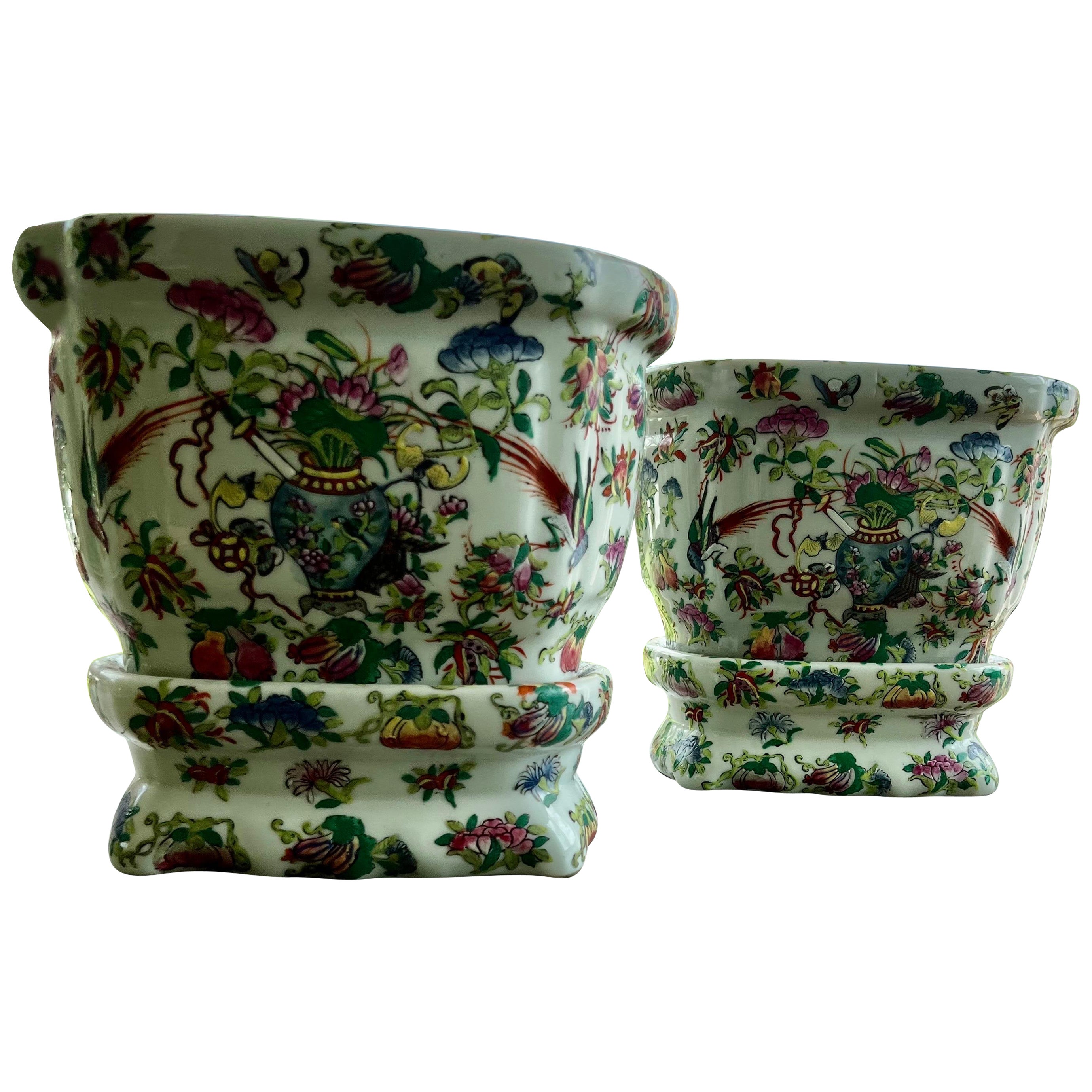 Jardinières chinoises originales en céramique du début du XXe siècle avec bases en vente