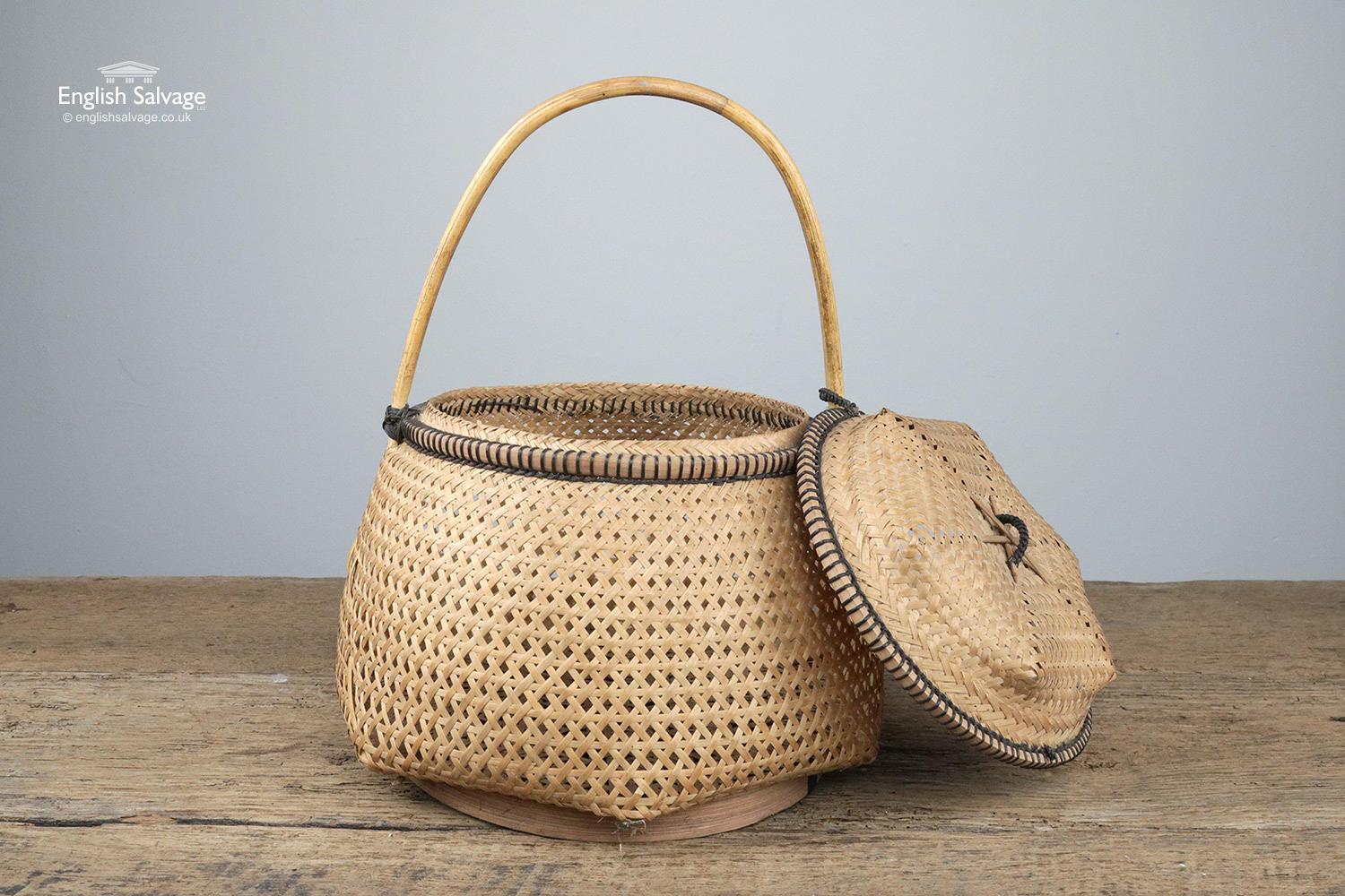 Asian Original Chinese Woven Wicker Baskets, 20th Century For Sale