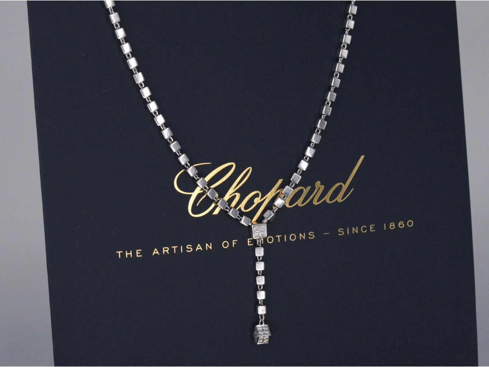 An exquisite Chopard necklace adorned with an astounding 200 brilliant-cut diamonds, totaling 2.00 carats. These diamonds, meticulously crafted with exceptional precision, display the highest quality with color grades of D-E and VVS clarity. Their