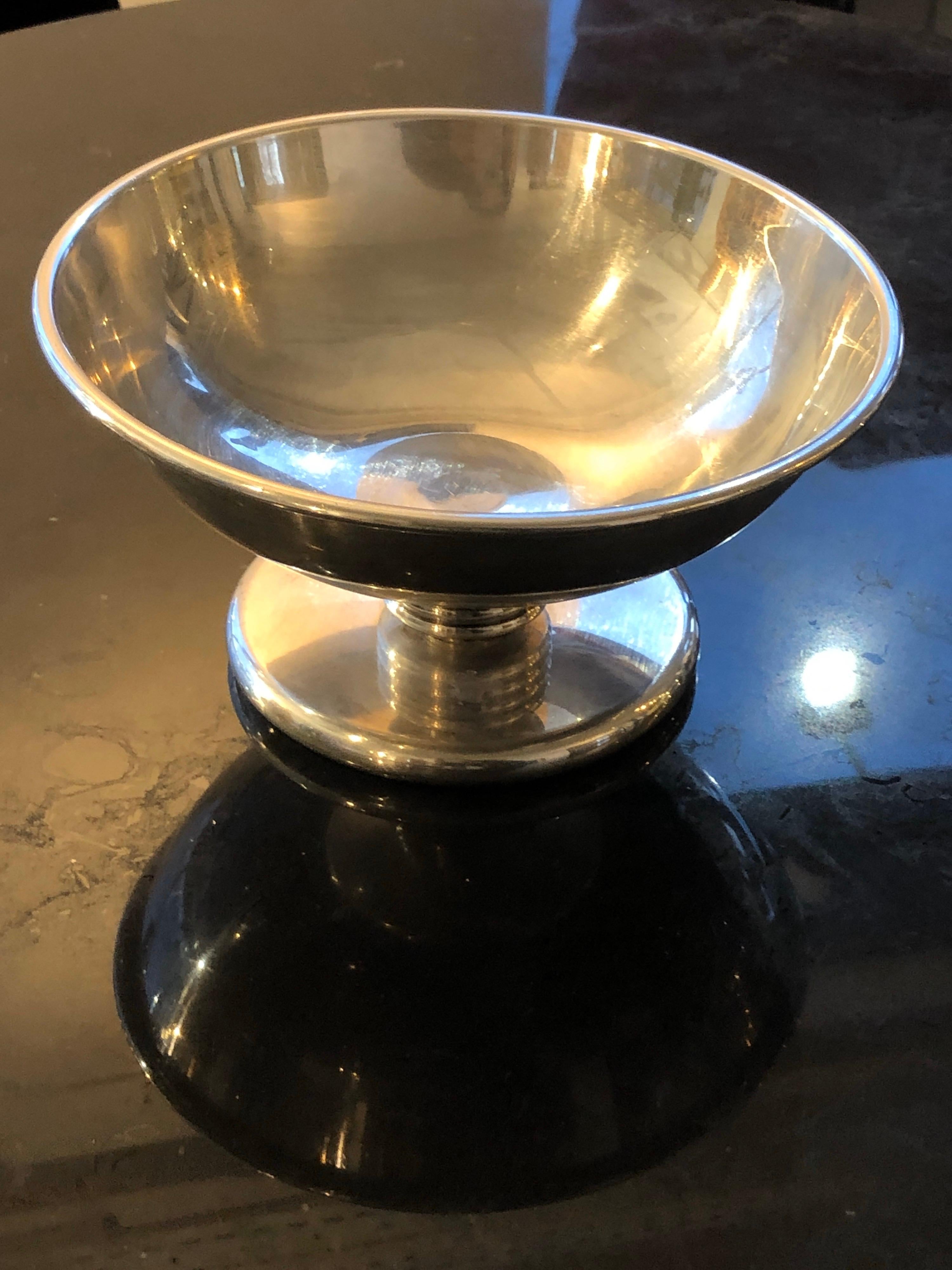 Original Christian Dior Bowl Centerpiece in Silver Metal Signed, 1950s 3