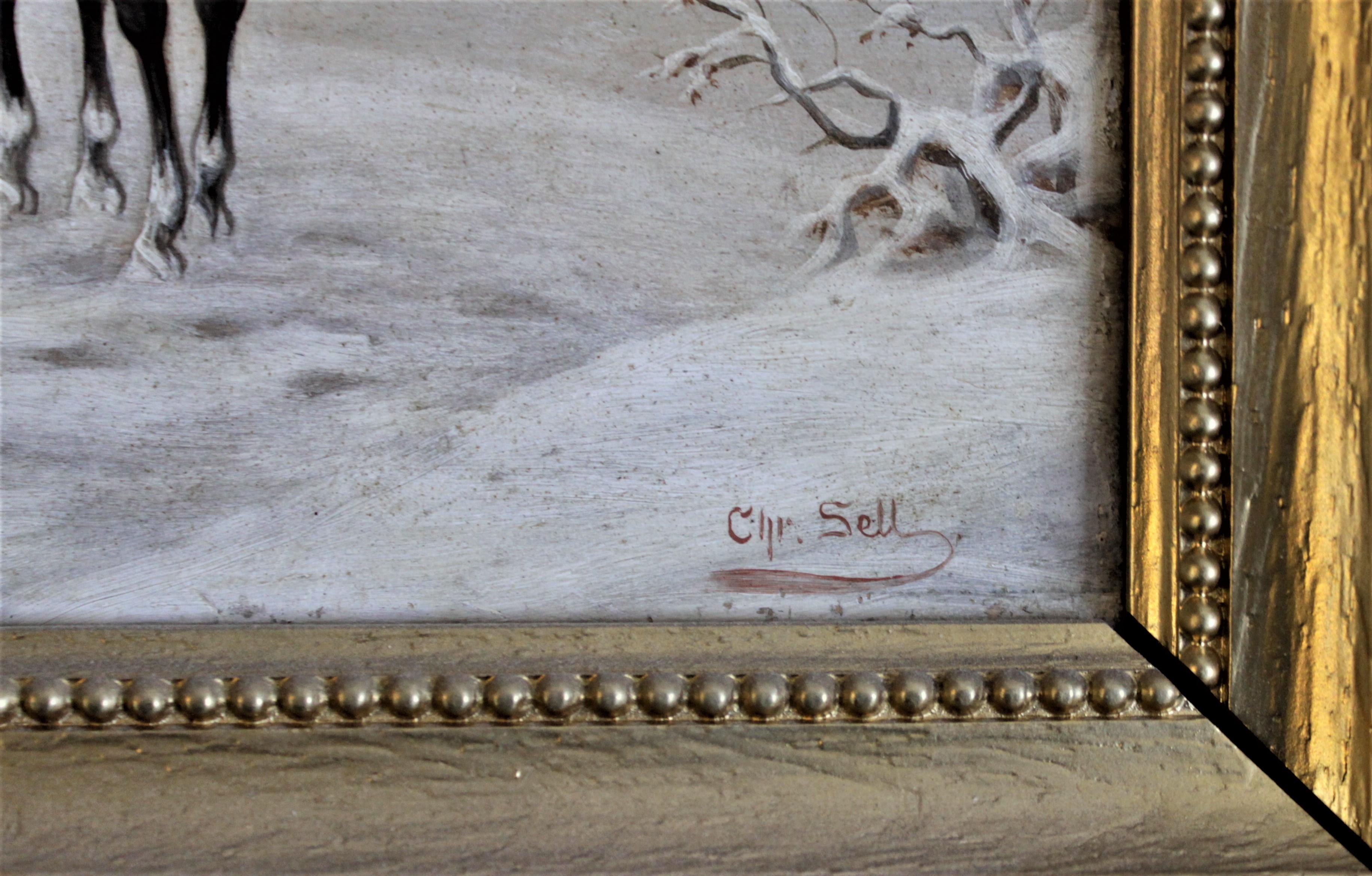 19th Century Original Christian Sell Oil Painting on Panel of Soldiers in Battle For Sale