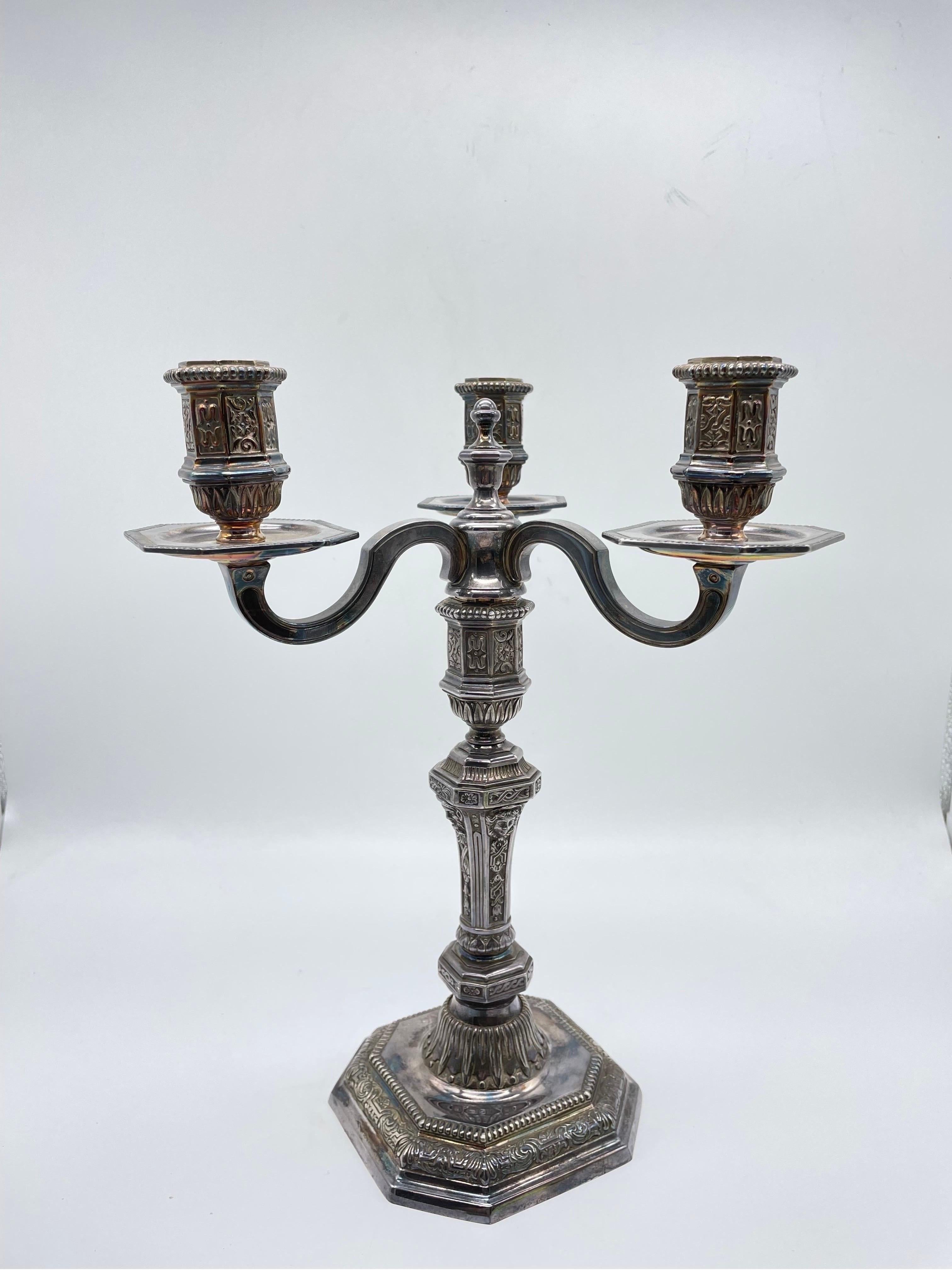 Metal Original Christofle candlestick, silver. For Sale