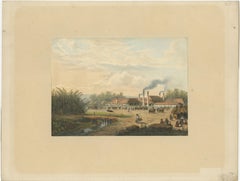 Original Chromolithograph of a Sugar Factory in Java, Indonesia, 1872