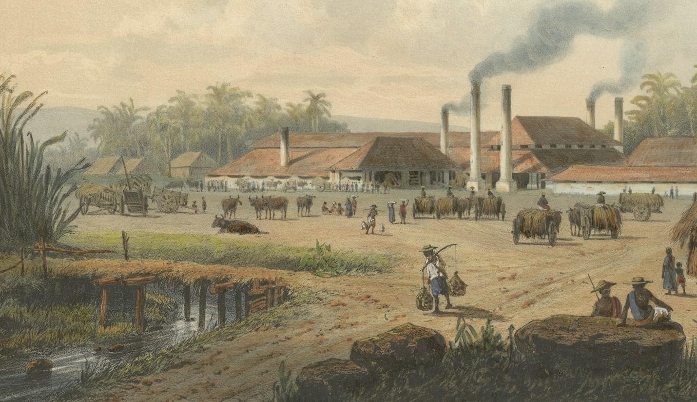 Paper Original Chromolithograph of a Sugar Factory in Java, Indonesia, 1872 For Sale