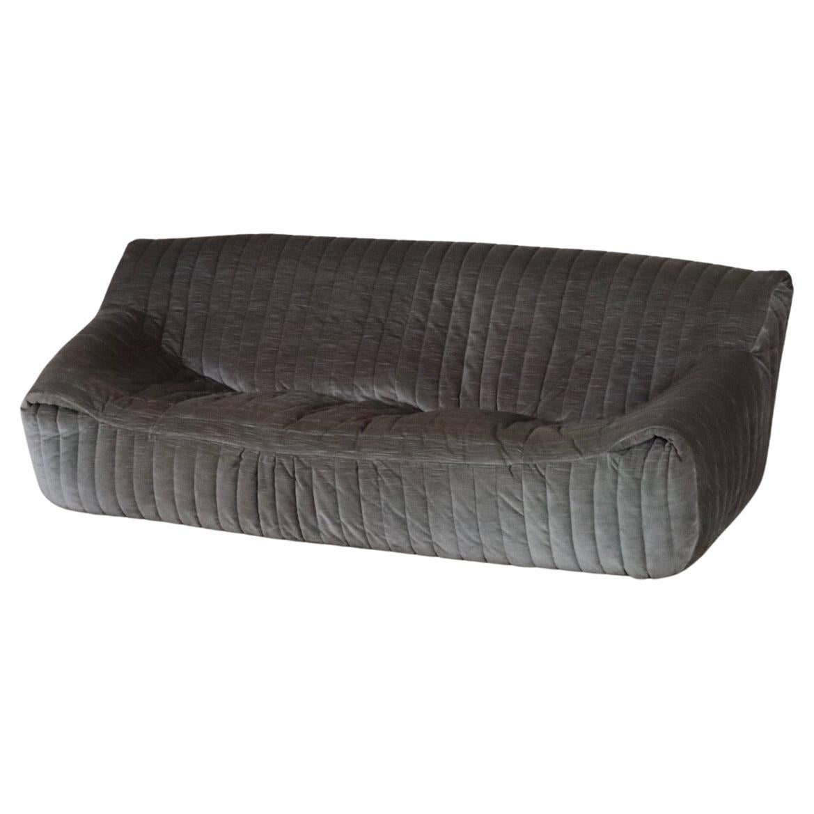 Original Cinna Sandra Three Seater Sofa In Velvet By Annie Hieronimus, France 19