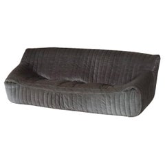 Original Cinna Sandra Three Seater Sofa In Velvet By Annie Hieronimus, France 19