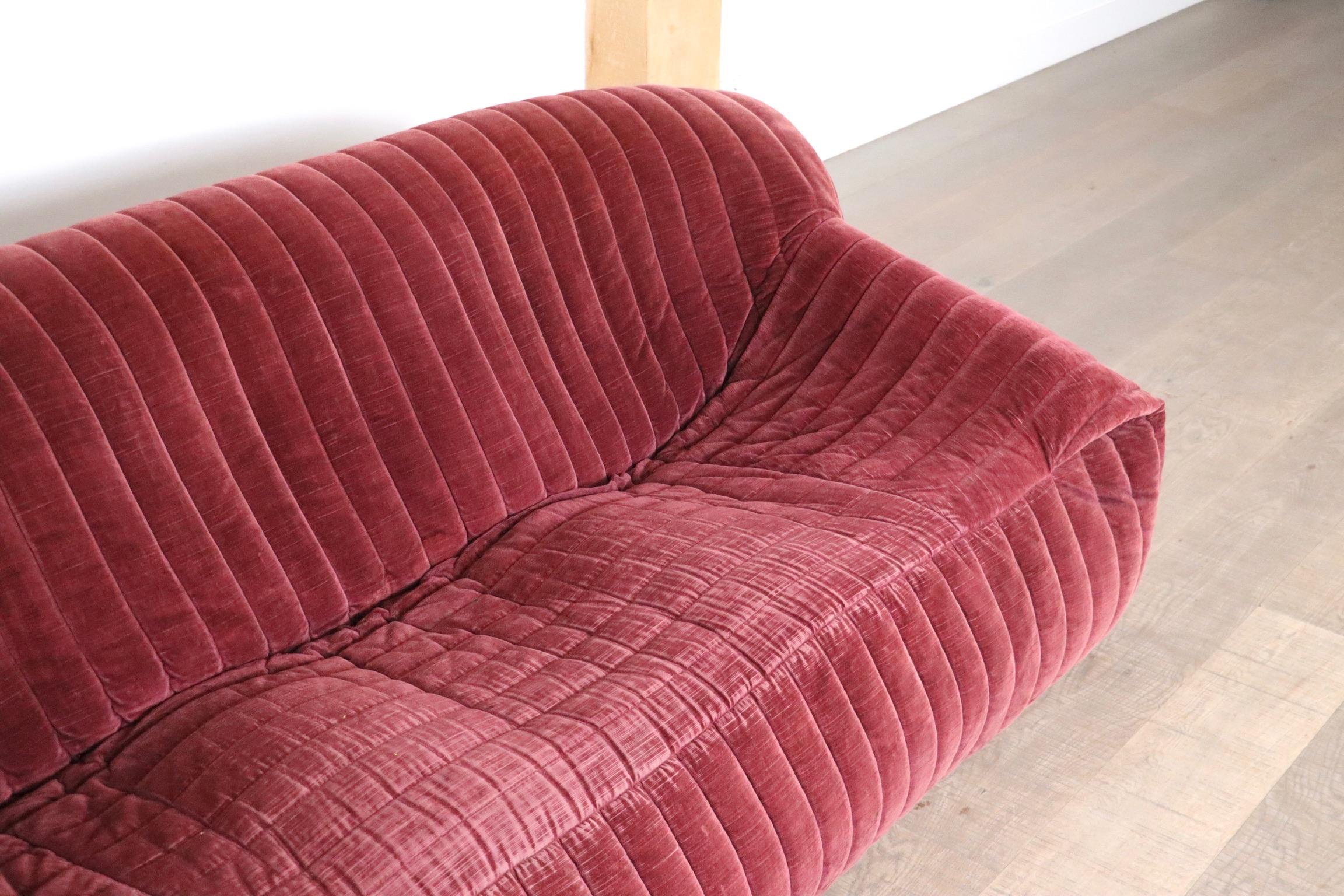 Canapé Seater d'origine Cinna Sandra en velours par Annie Hieronimus, France 1970 6