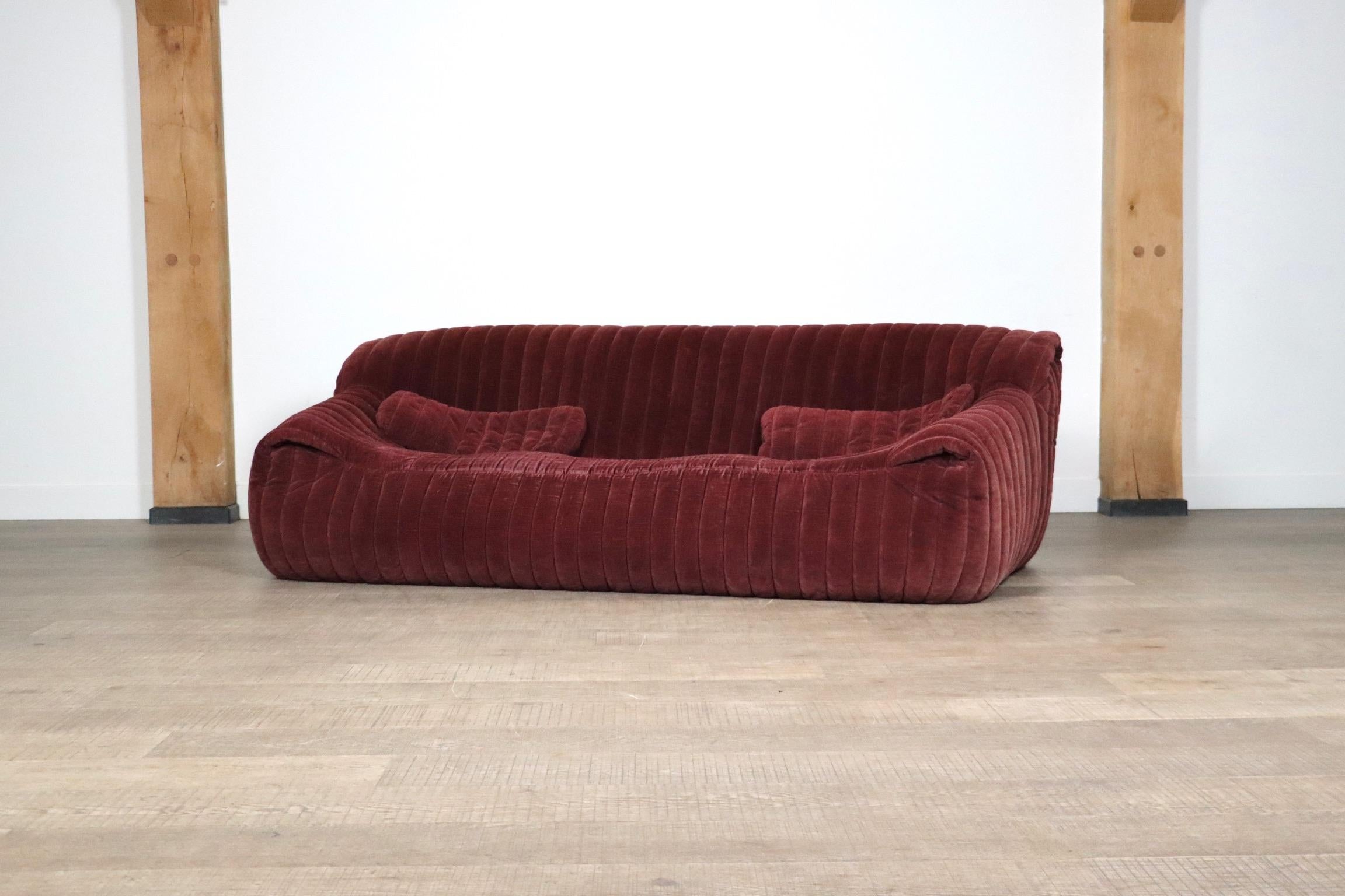 Canapé Seater d'origine Cinna Sandra en velours par Annie Hieronimus, France 1970 Bon état à ABCOUDE, UT