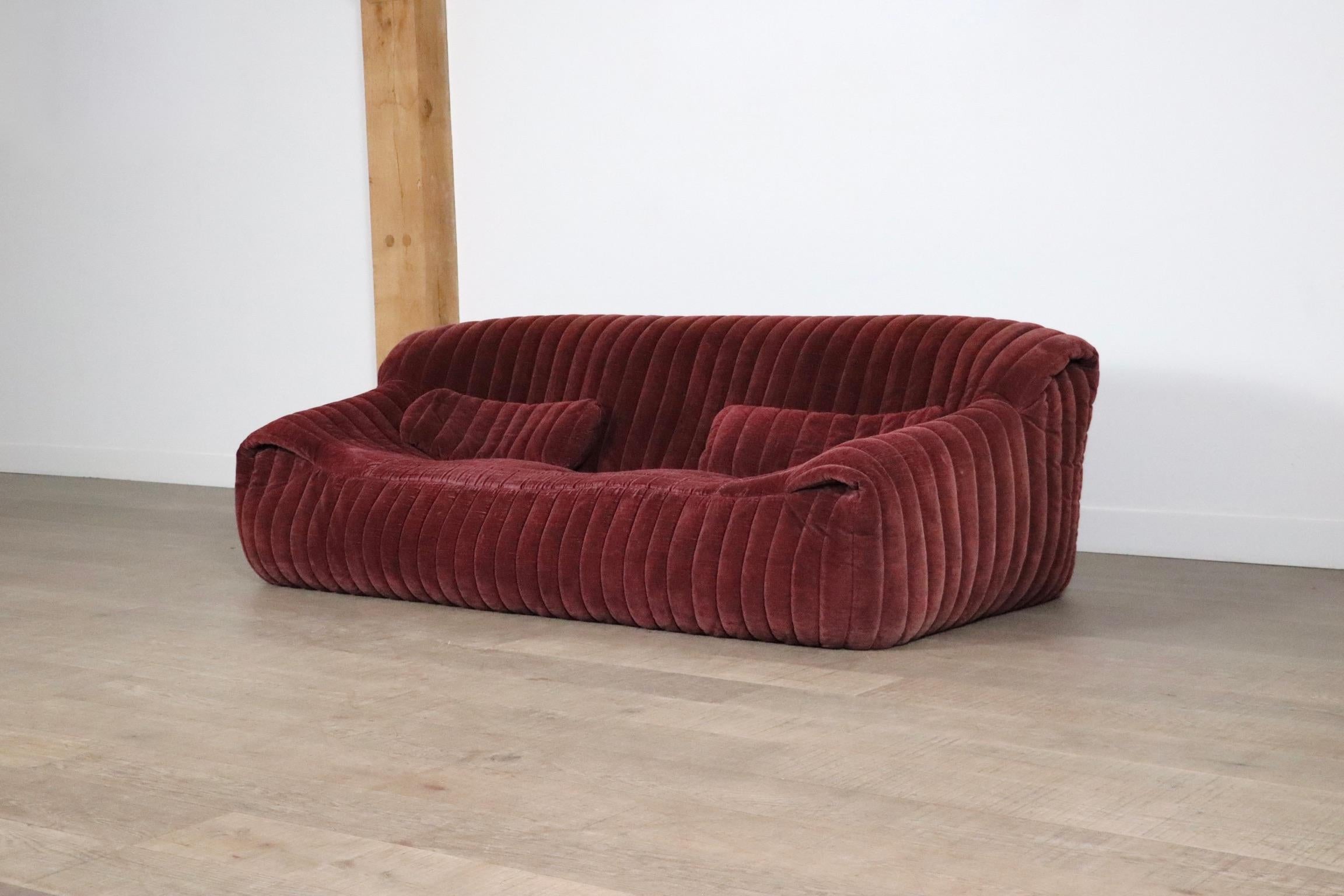 Canapé Seater d'origine Cinna Sandra en velours par Annie Hieronimus, France 1970 1