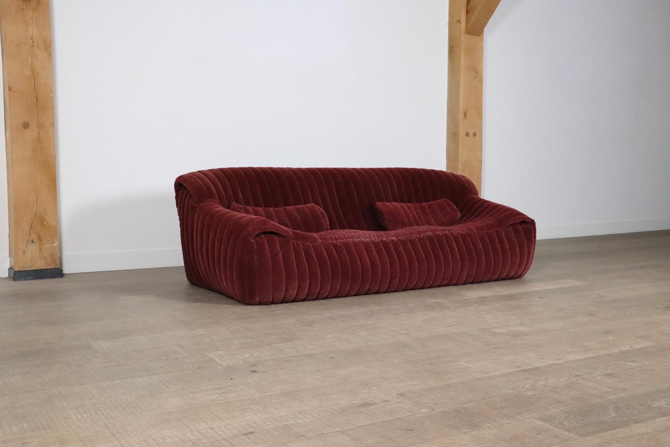Canapé Seater d'origine Cinna Sandra en velours par Annie Hieronimus, France 1970 2