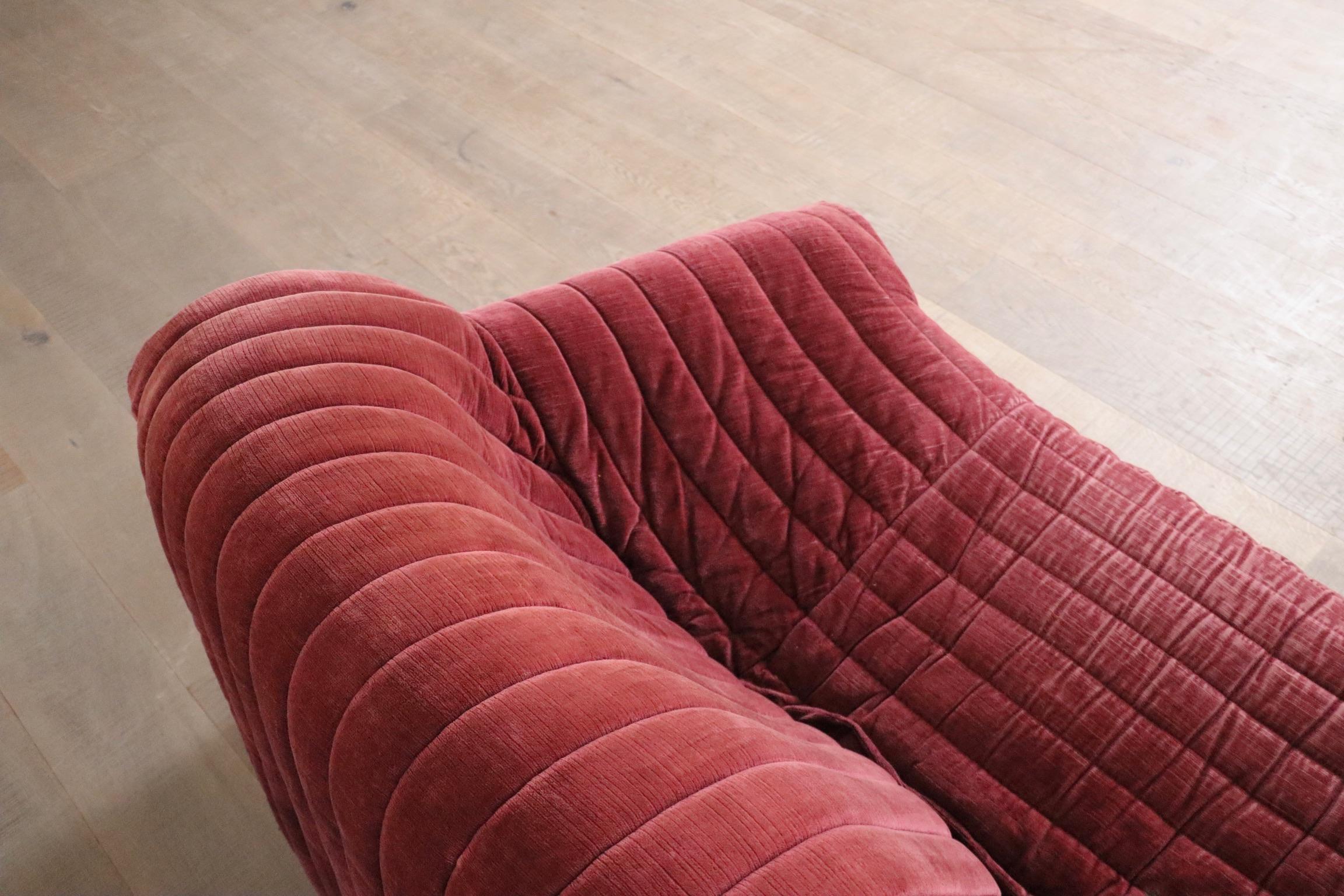 Canapé Seater d'origine Cinna Sandra en velours par Annie Hieronimus, France 1970 4