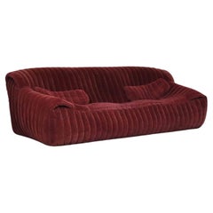 Original Cinna Sandra Three velvet Seater Sofa By Annie Hieronimus, France 1970s