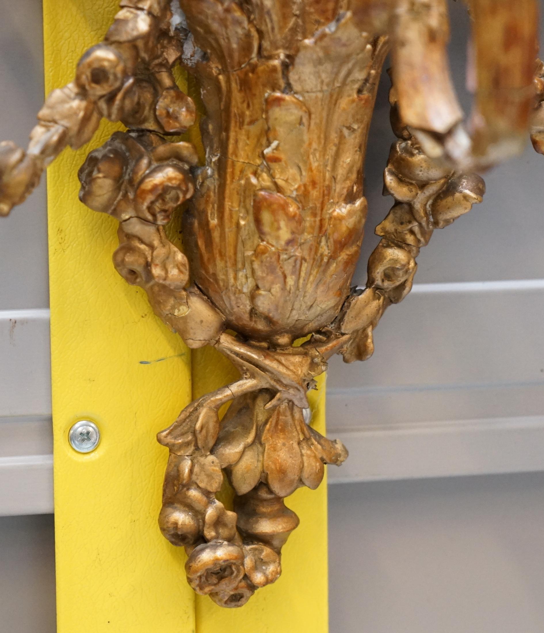 Miroir Girandole original circa 1800 cadre doré sculpté Cherub Putti Angel en vente 6