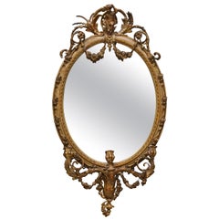 Original um 1800 Gold vergoldeter Rahmen Girandole Spiegel geschnitzt Cherub Putti Engel