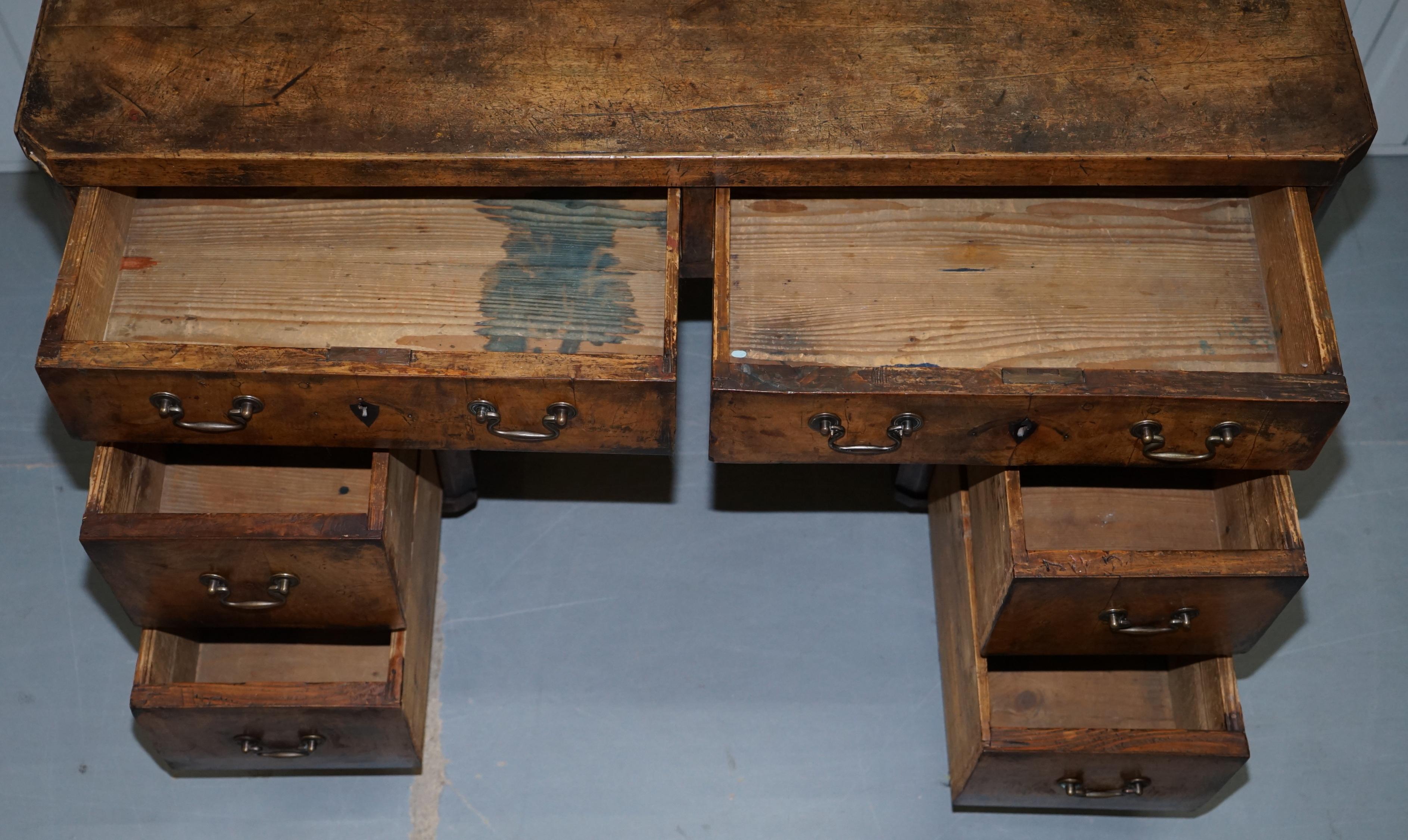 Original circa 1840 Antique Walnut Country Desk Stunning Timber Patina 13