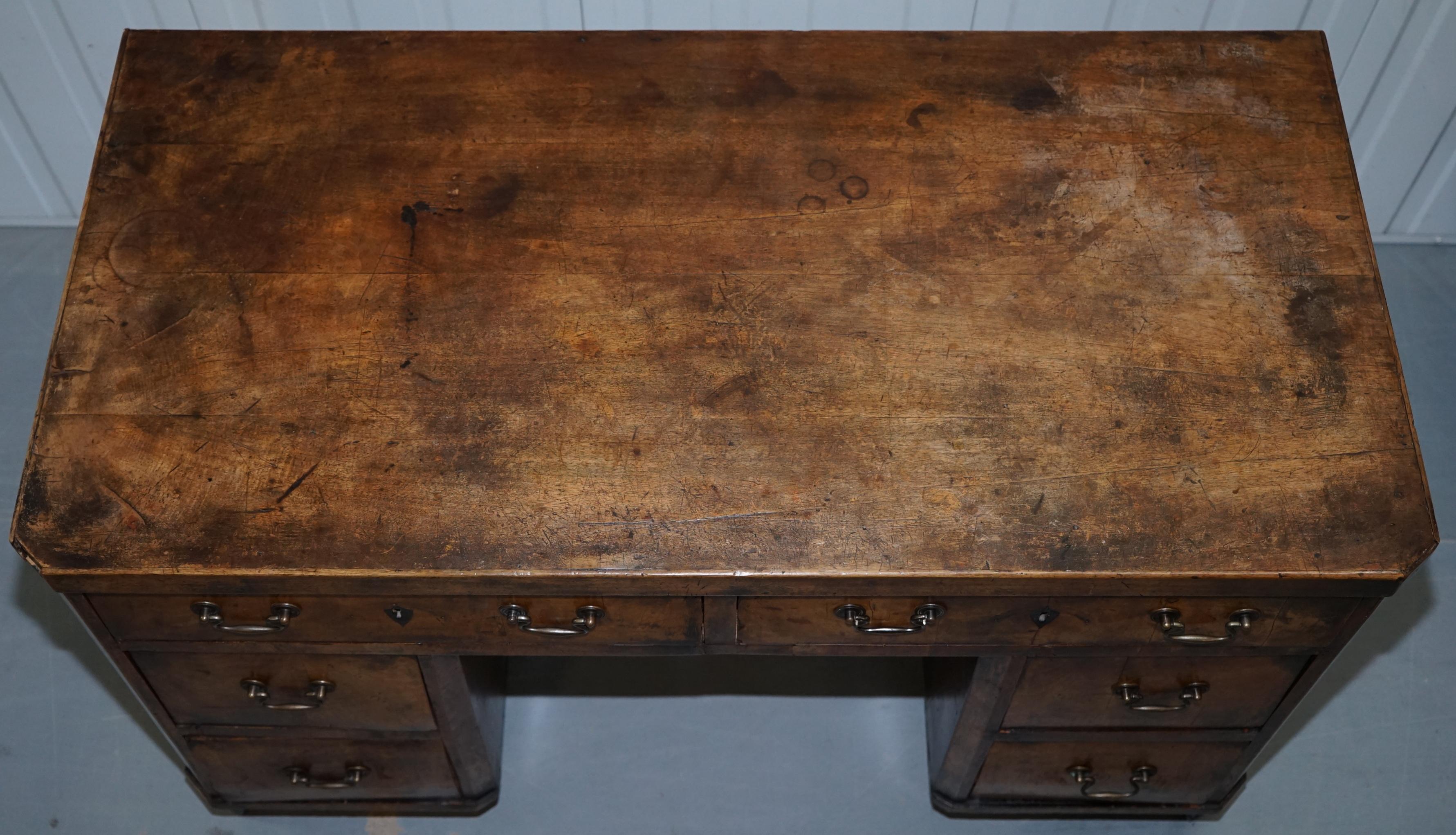 English Original circa 1840 Antique Walnut Country Desk Stunning Timber Patina