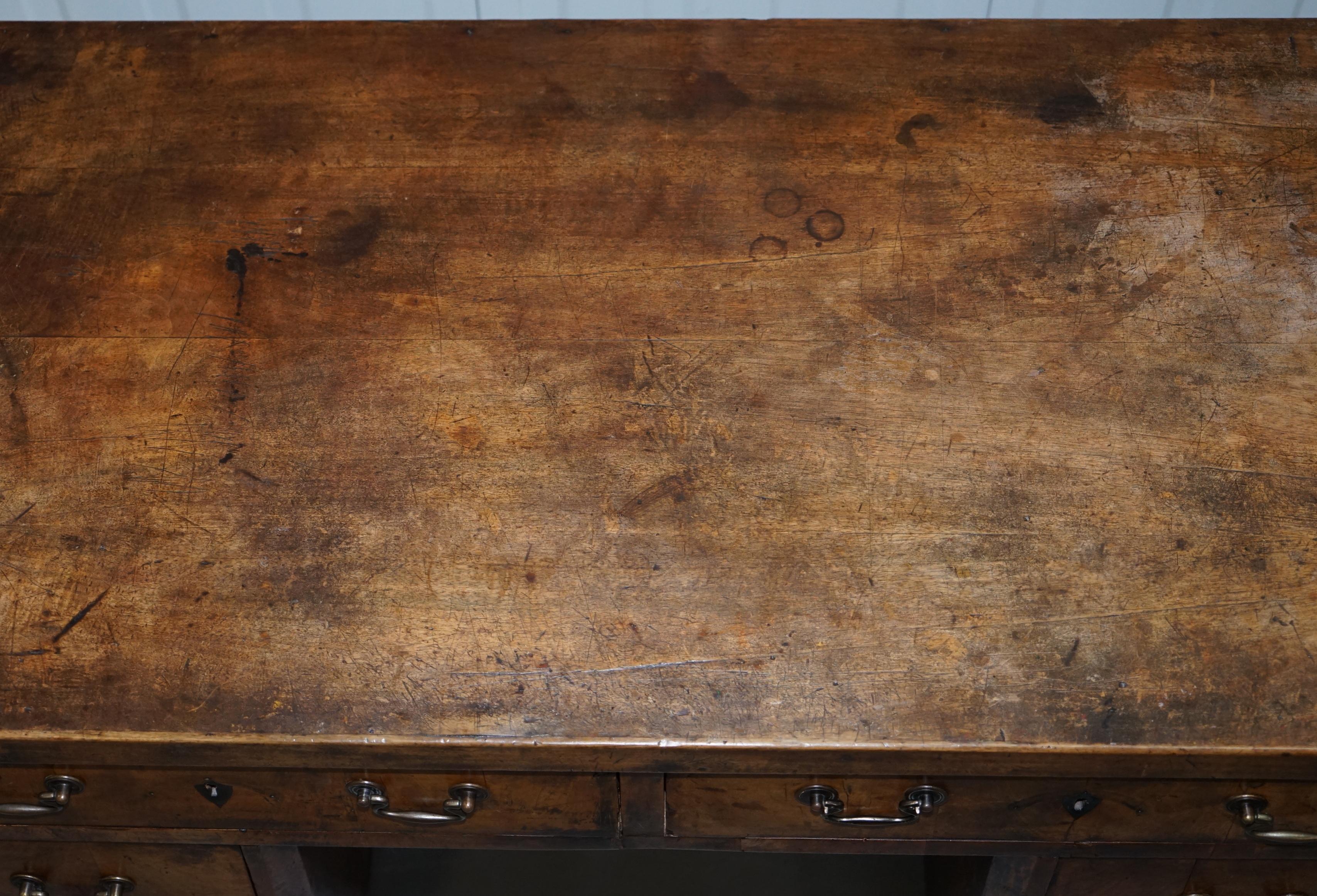 19th Century Original circa 1840 Antique Walnut Country Desk Stunning Timber Patina