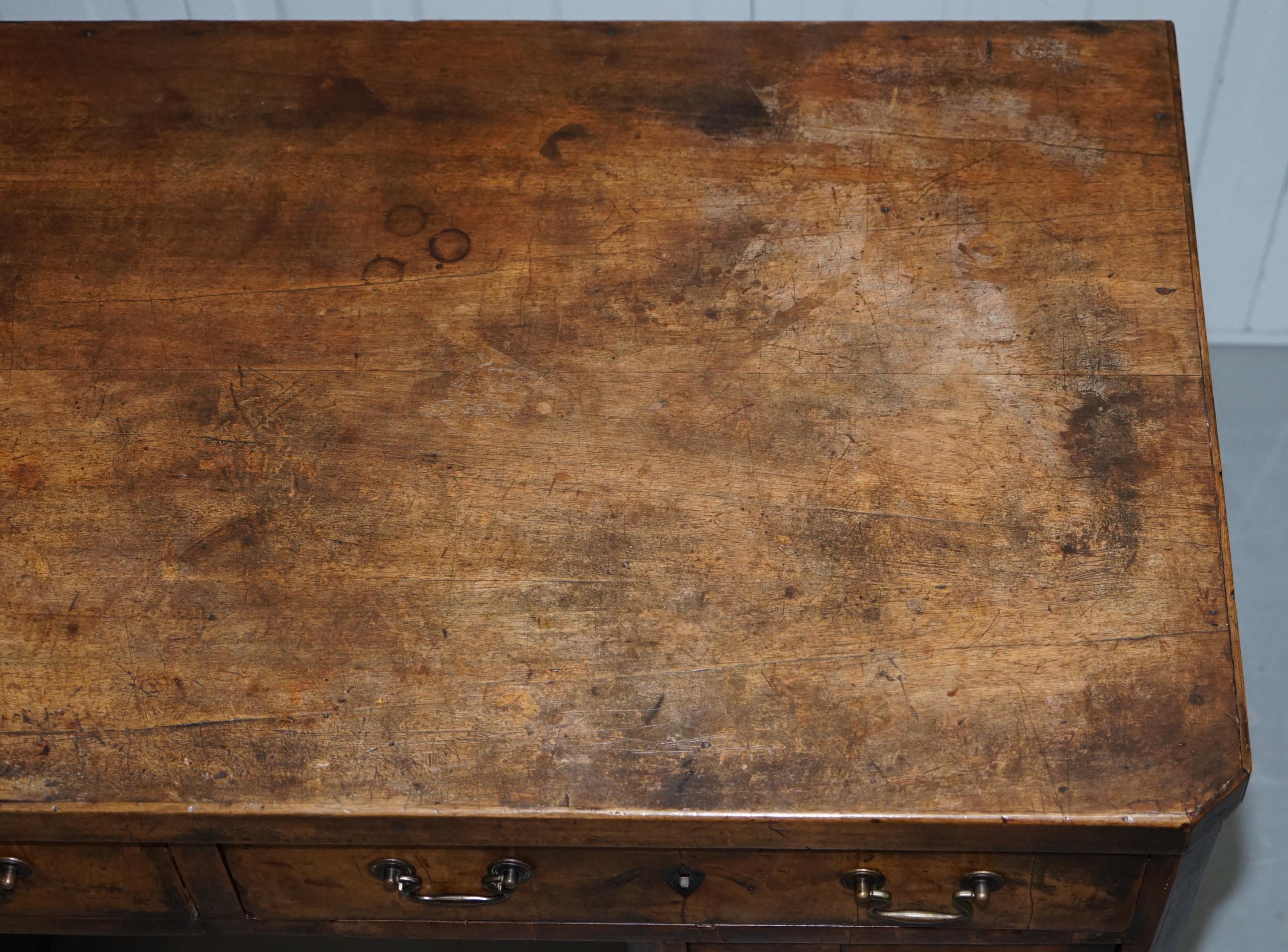 Original circa 1840 Antique Walnut Country Desk Stunning Timber Patina 1