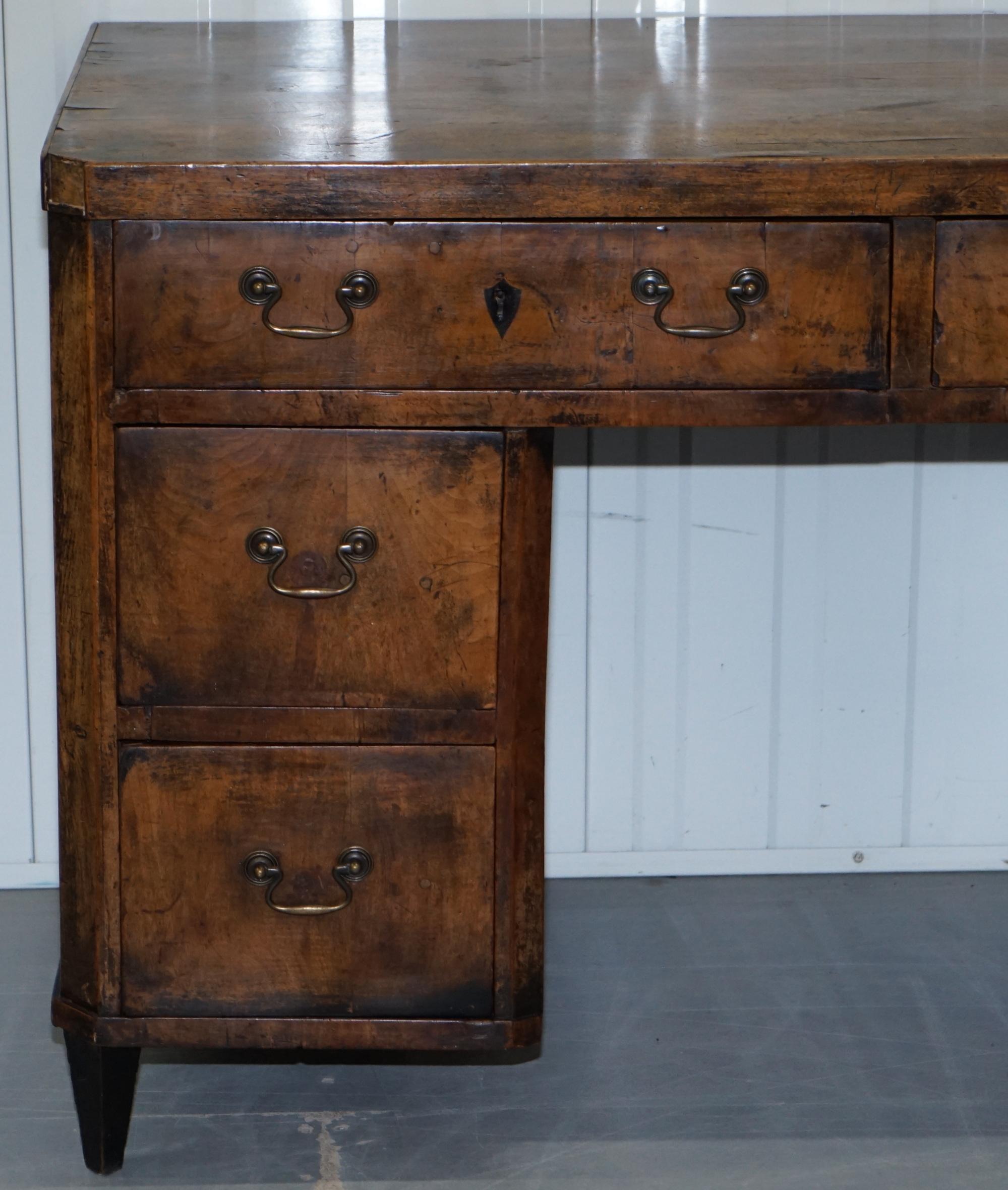 Original circa 1840 Antique Walnut Country Desk Stunning Timber Patina 2