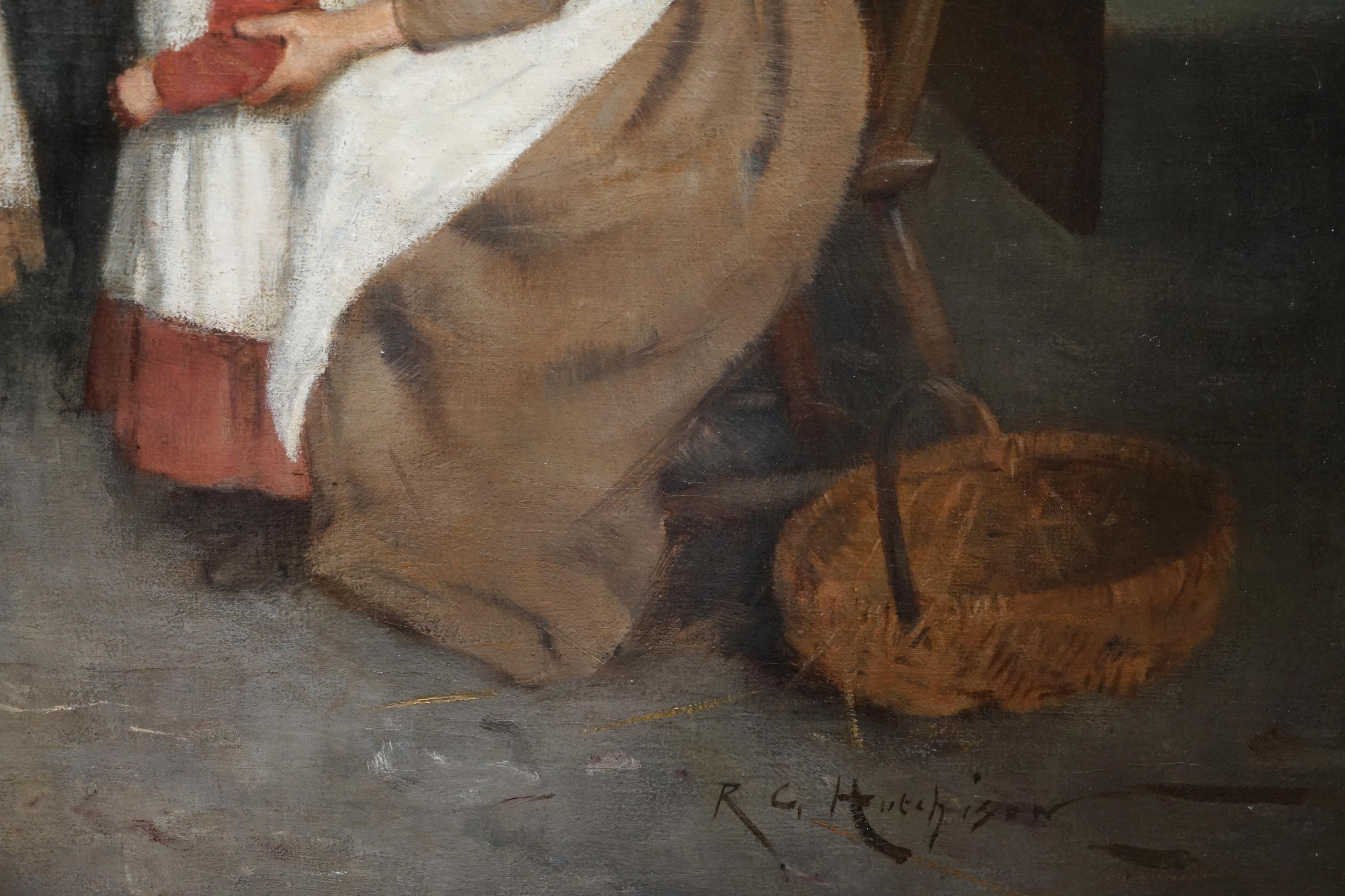 Huile sur toile originale de Robert Gemmell Hutchison représentant un nouveau jouet, datant d'environ 1880-90 en vente 3