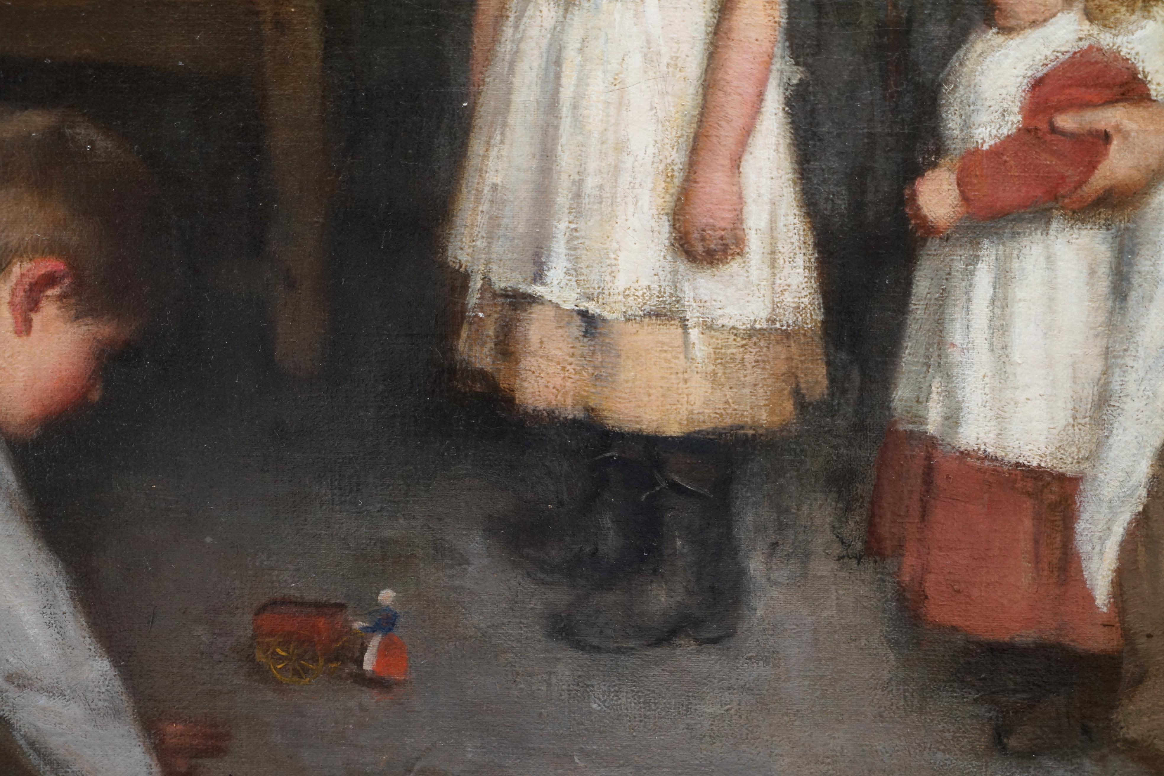 Toile Huile sur toile originale de Robert Gemmell Hutchison représentant un nouveau jouet, datant d'environ 1880-90 en vente