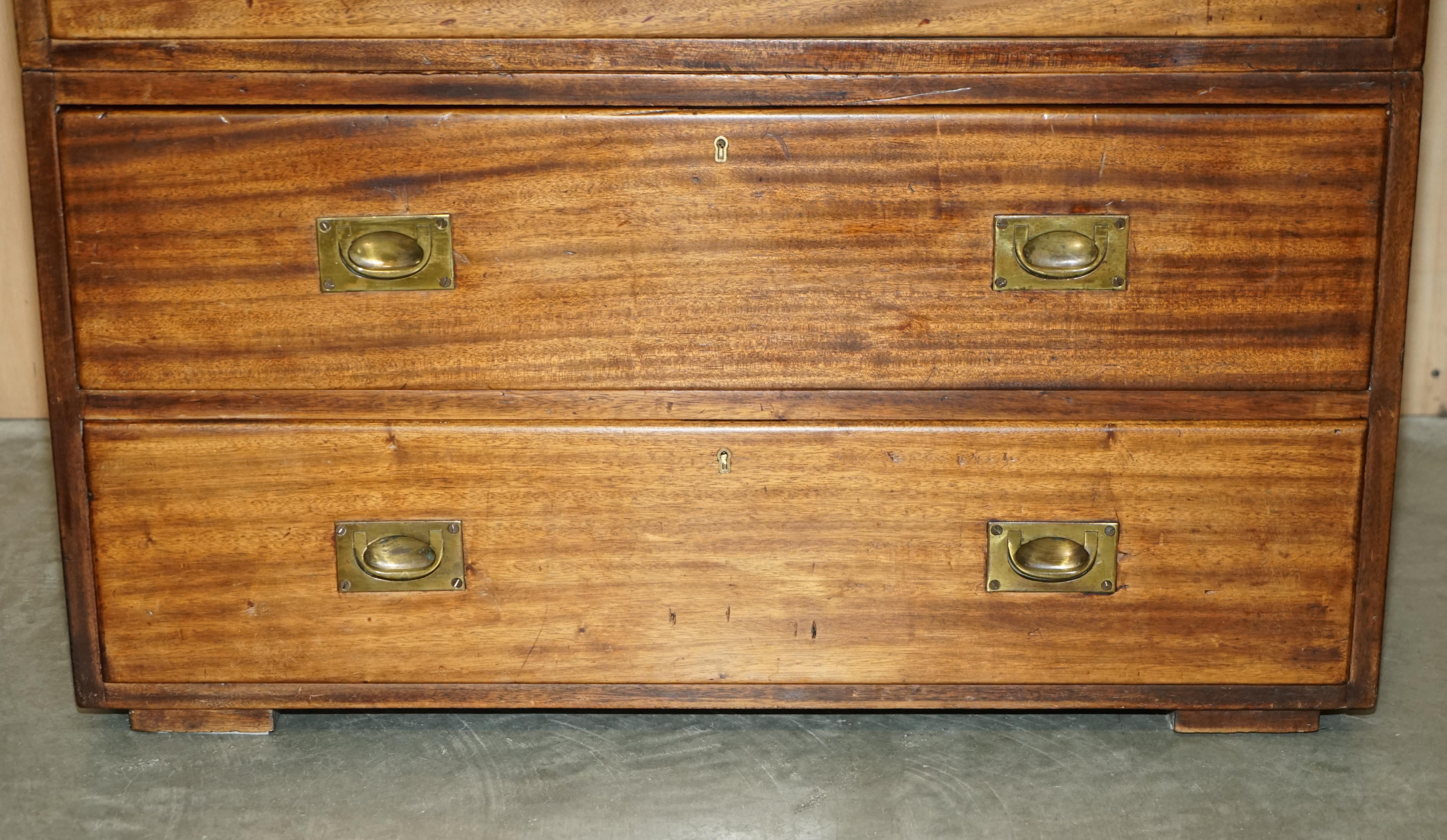 Original circa 1880 Hardwood Military Officers Campaign Chest of Drawers For Sale 1