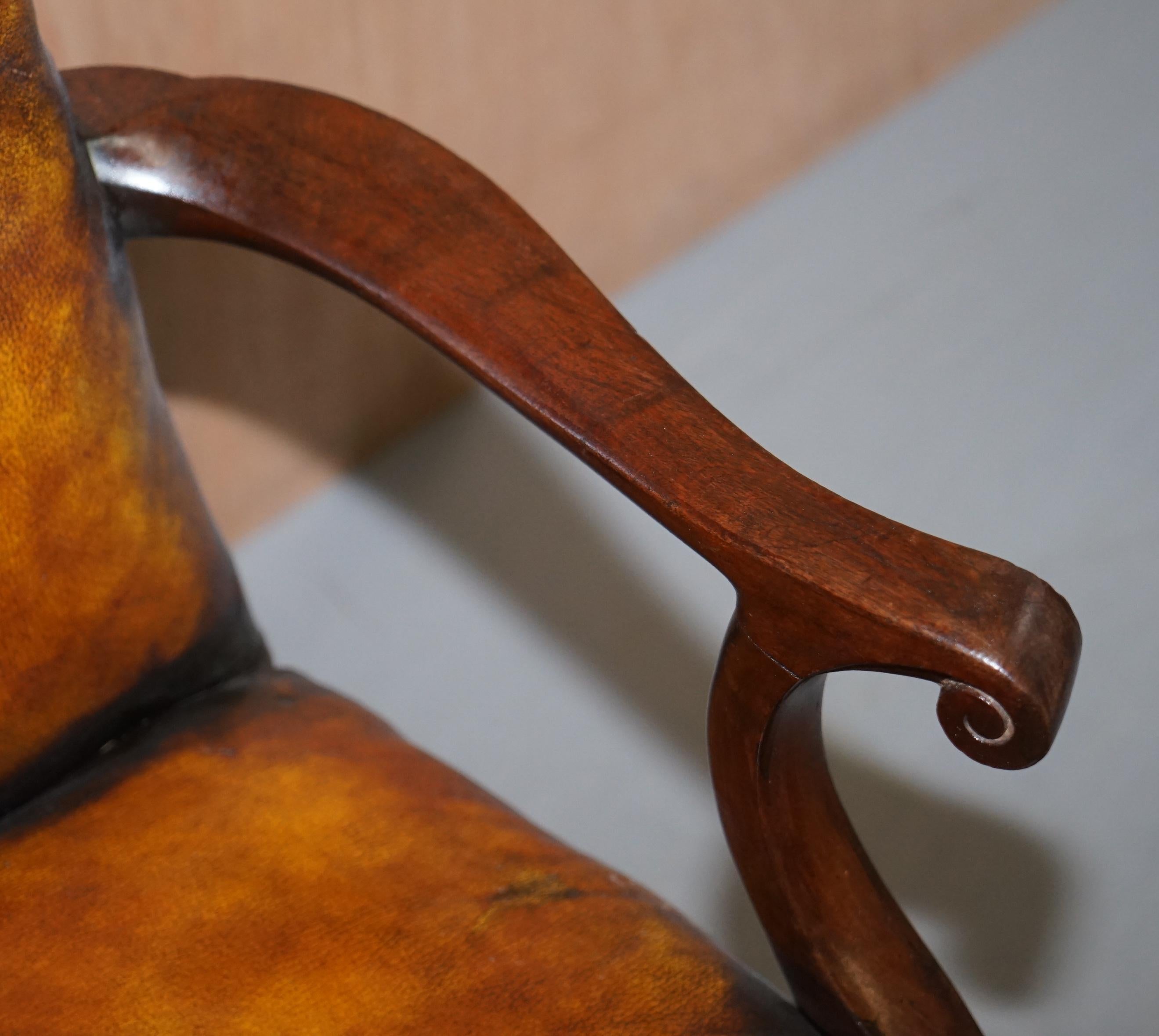 Leather Original circa 1880 Maple & Co Restored Captains Chair Period Hillcrest Base