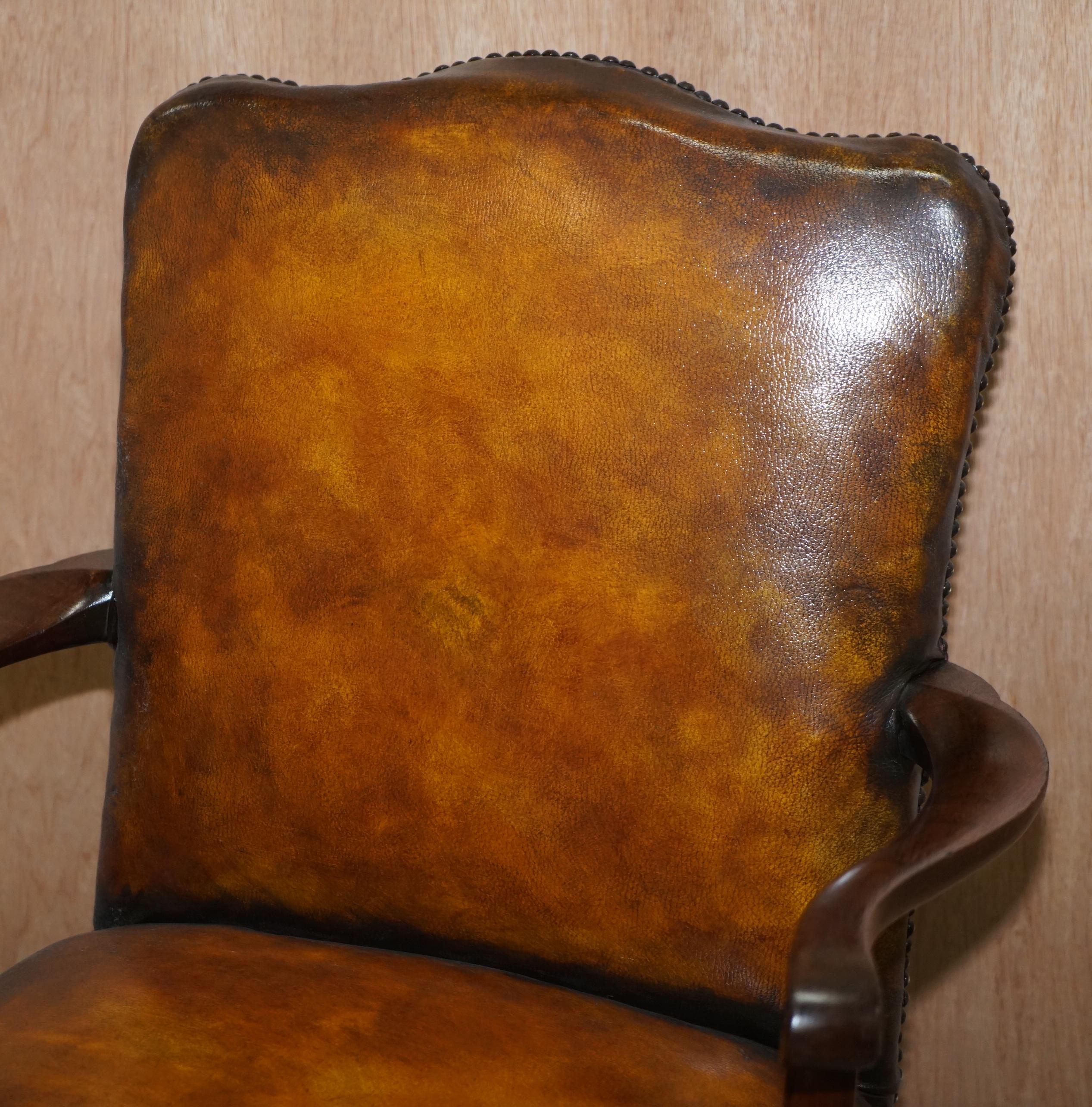 Late Victorian Original circa 1880 Maple & Co Restored Captains Chair Period Hillcrest Base