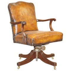 Antique Original circa 1880 Maple & Co Restored Captains Chair Period Hillcrest Base