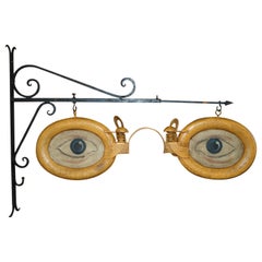ORIGINAL CIRCA 1900-1920 OPTICIANS ADVERTISING SiGN WITH ORIGINAL PAINT & MOUNT
