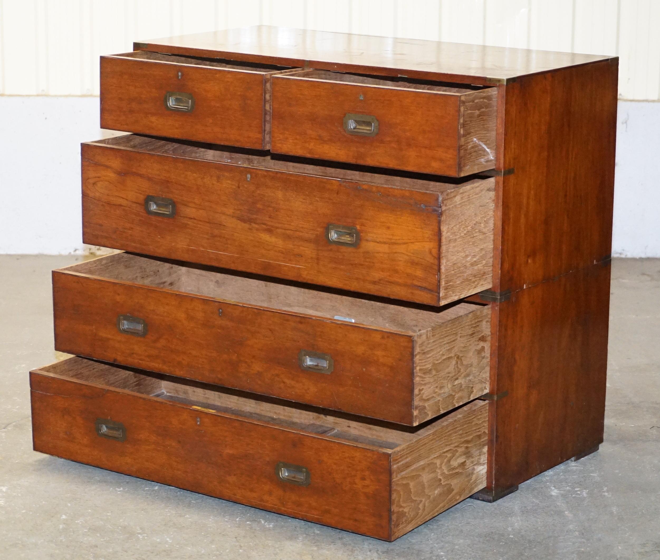Original circa 1900 Army & Navy C.S.L Stamped Military Campaign Chest of Drawers 9