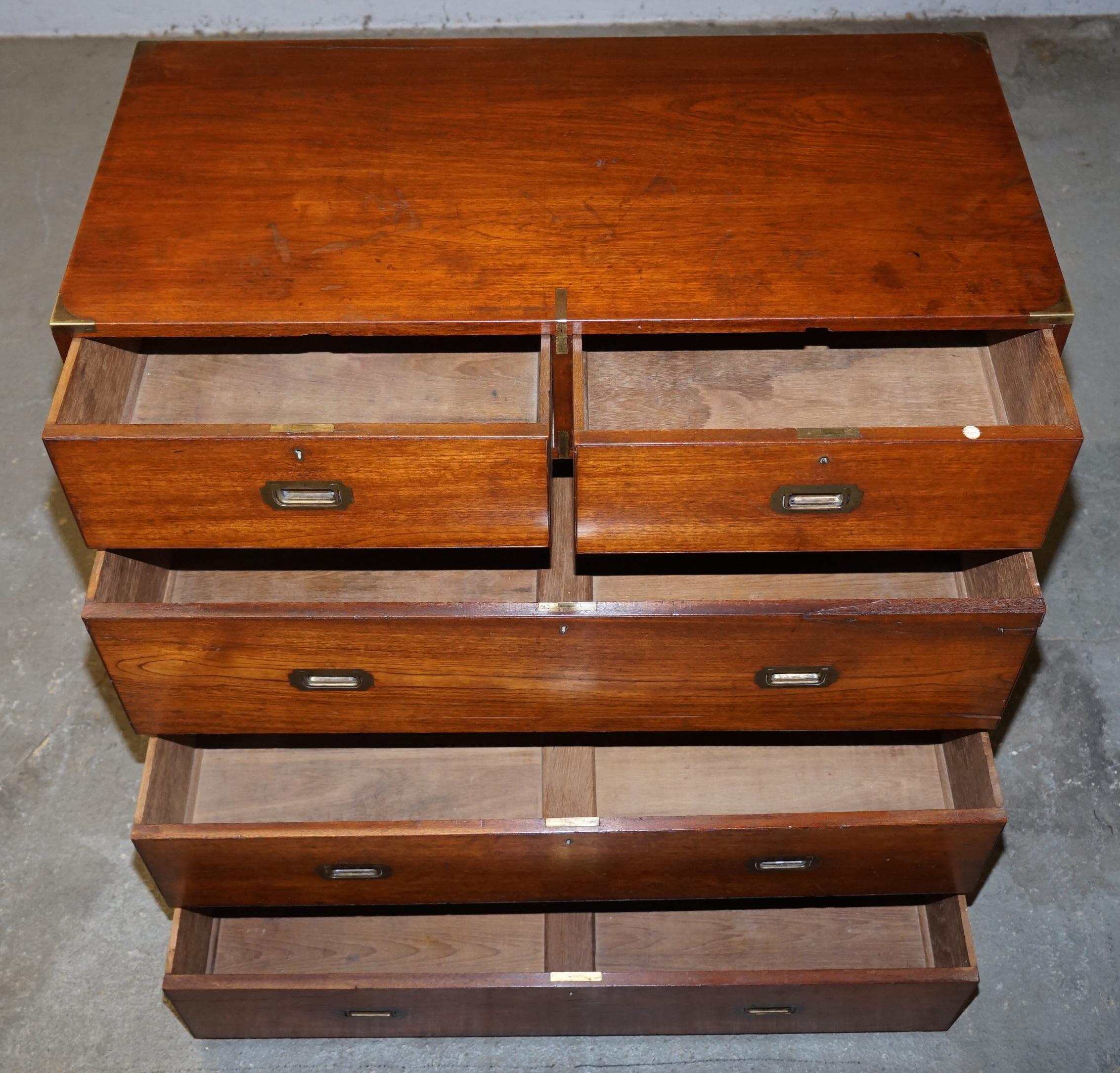 Original circa 1900 Army & Navy C.S.L Stamped Military Campaign Chest of Drawers 10